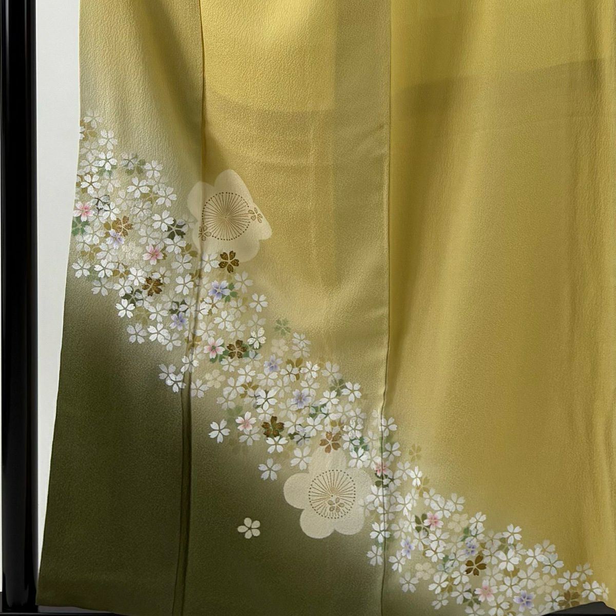 付下 身長157cm 袖長63.5cm S 雙層 梅花 櫻花 金絲 金銀彩 米色 純蠶絲 優品級
