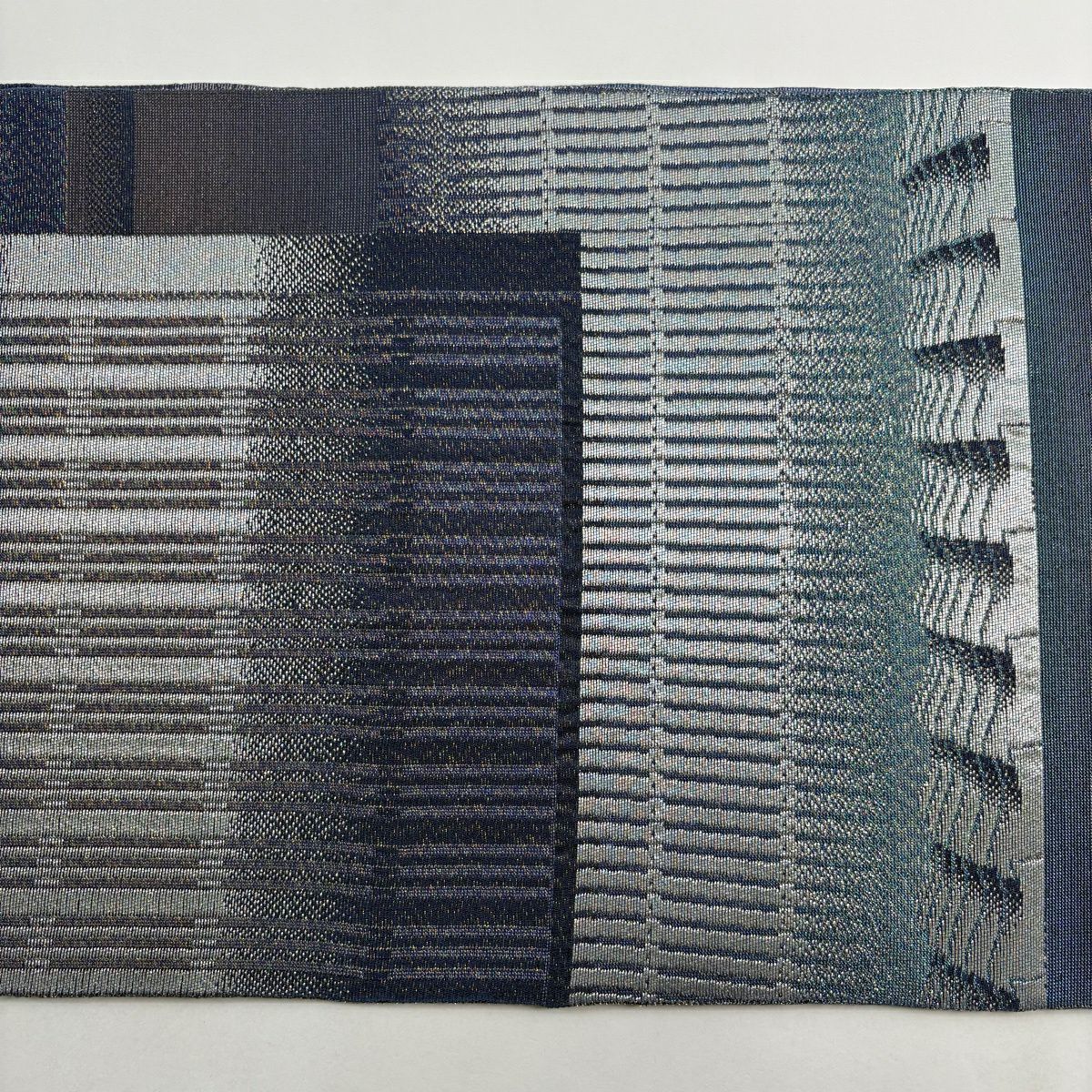 【美品】 袋帶 逸品級 佐波理 落款 佐波理綴 祇園一力亭 銀糸 金金箔 青紫 六通 純蠶絲