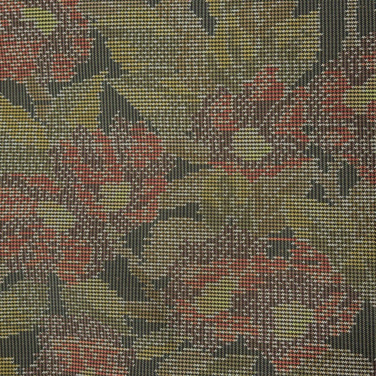 【美品】 紬織織 身長167cm 袖長66.5cm M 雙層 草花紋紋 茶綠 純蠶絲 優品級