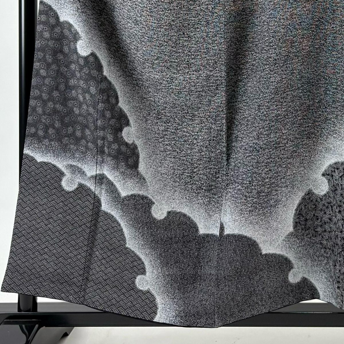 【美品】訪問服 身長158cm 袖長63.5cm S 雙層 紅塚順一 袋帶套裝 落款あり 雪輪 菊花 漸層 黑灰 純蠶絲 名品級