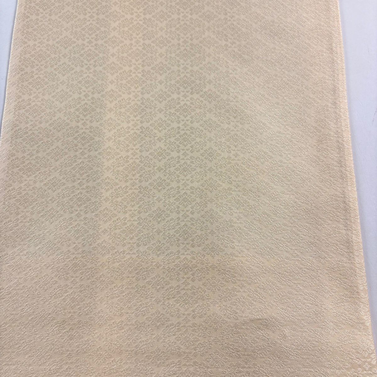【美品】 袋帶 名品級 鳥 龜甲 金絲 刺繡 米色 六通 純蠶絲