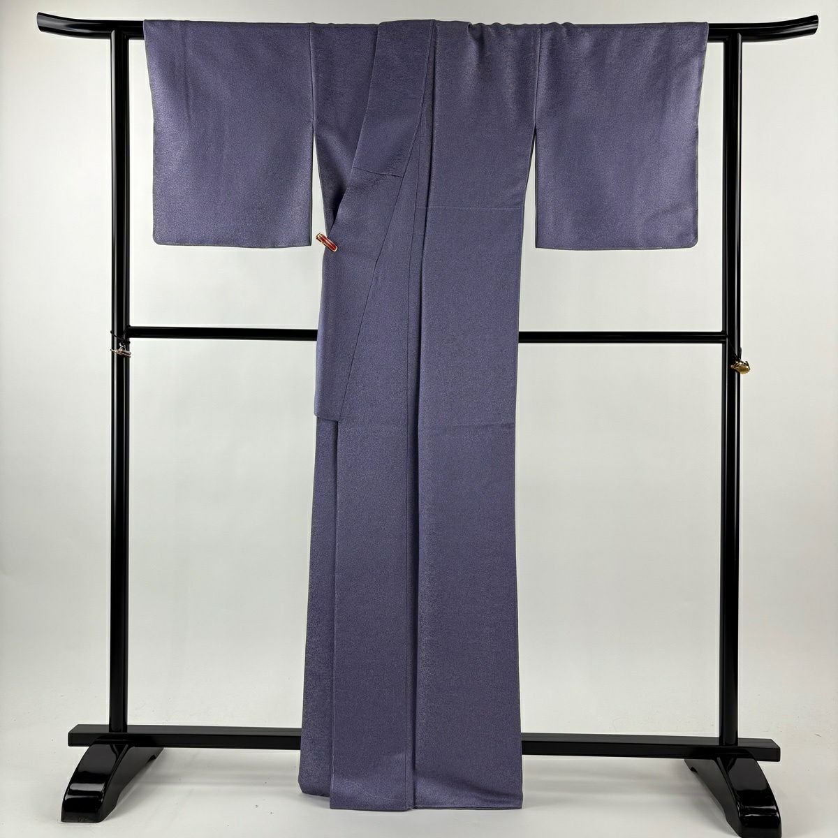 小紋 身長165cm 袖長69.5cm L 雙層 久保田一竹子工房 落款あり 草花紋紋 金銀彩 青紫 純蠶絲 逸品級 一つ紋