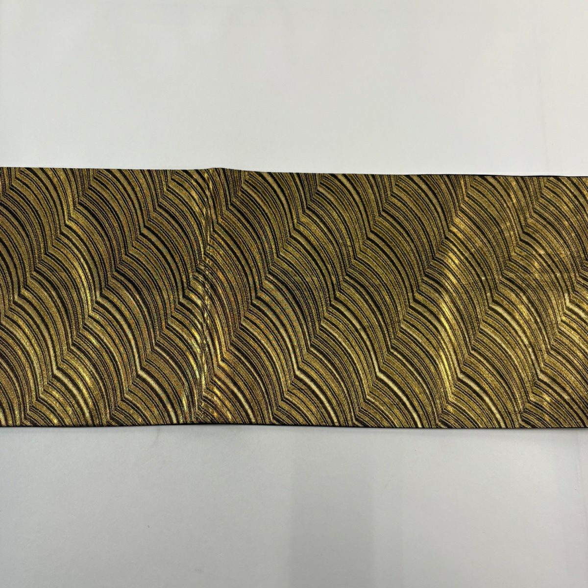 【美品】 袋帶 秀品級 幾何學 金絲 金金箔 金色 全通 純蠶絲