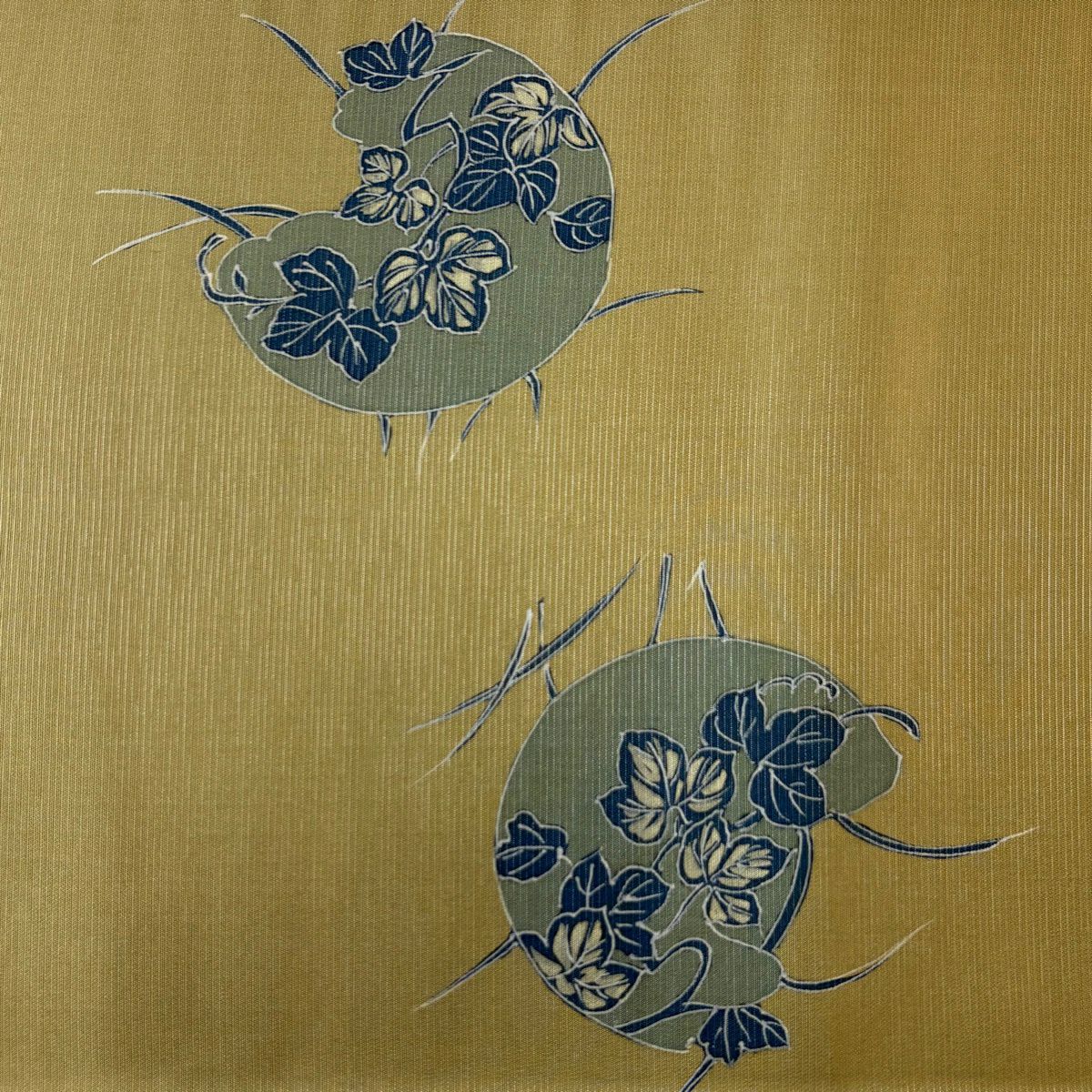 袋帶 秀品級 草花紋紋 芝 茶 綠 純蠶絲