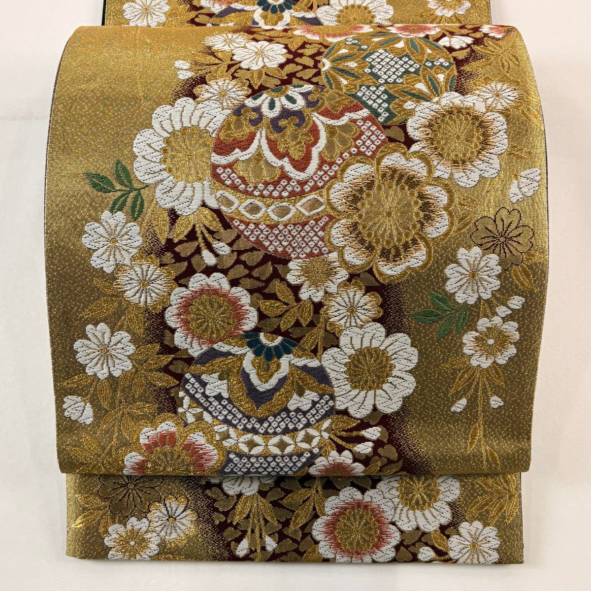 袋帶 秀品級 鞠 櫻花 金金箔 金絲 金色 六通 純蠶絲