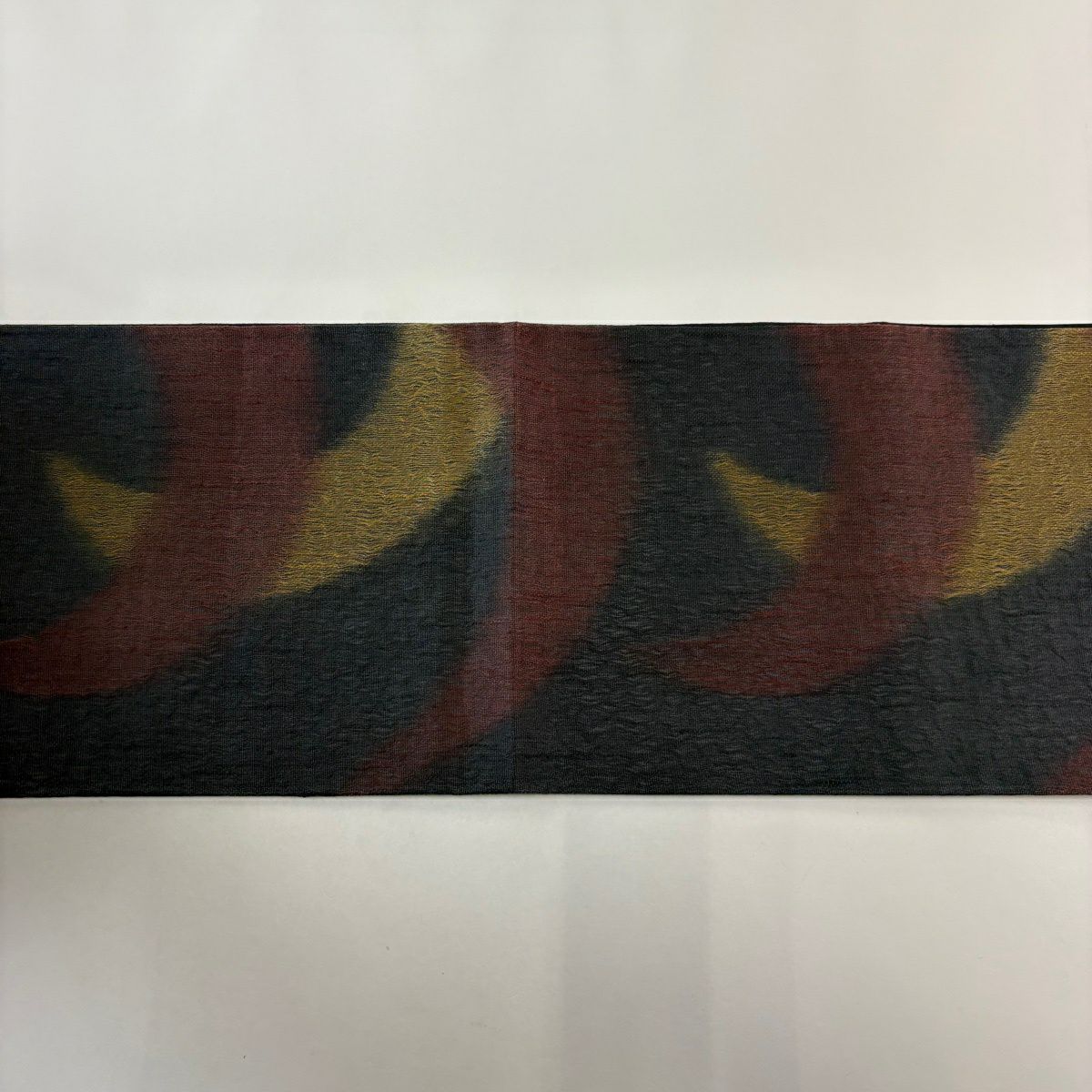 【美品】 袋帶 秀品級 幾何圖案 墨色 全通 純蠶絲