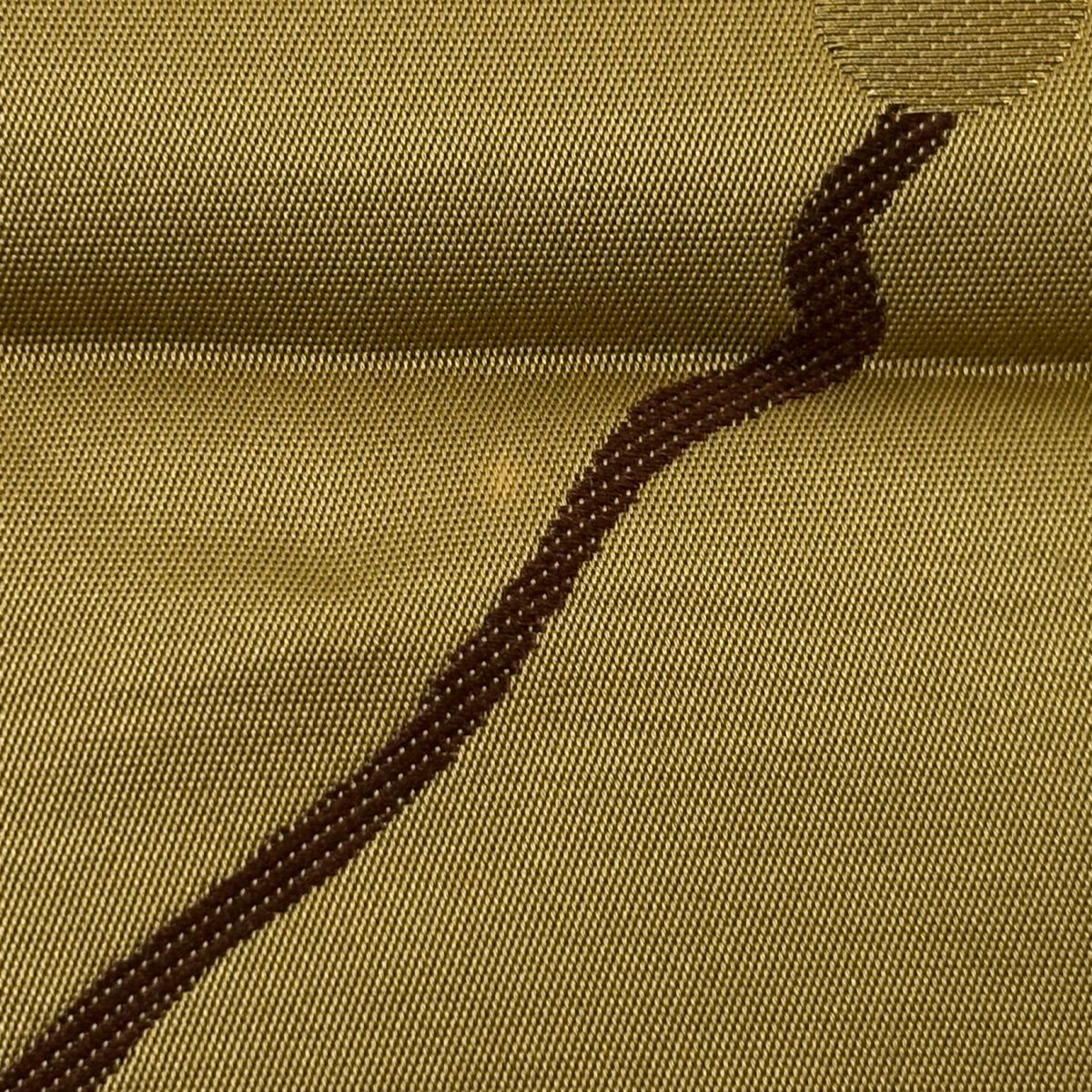 袋帶 秀品級 幾何圖案 金絲 山吹茶 六通 純蠶絲