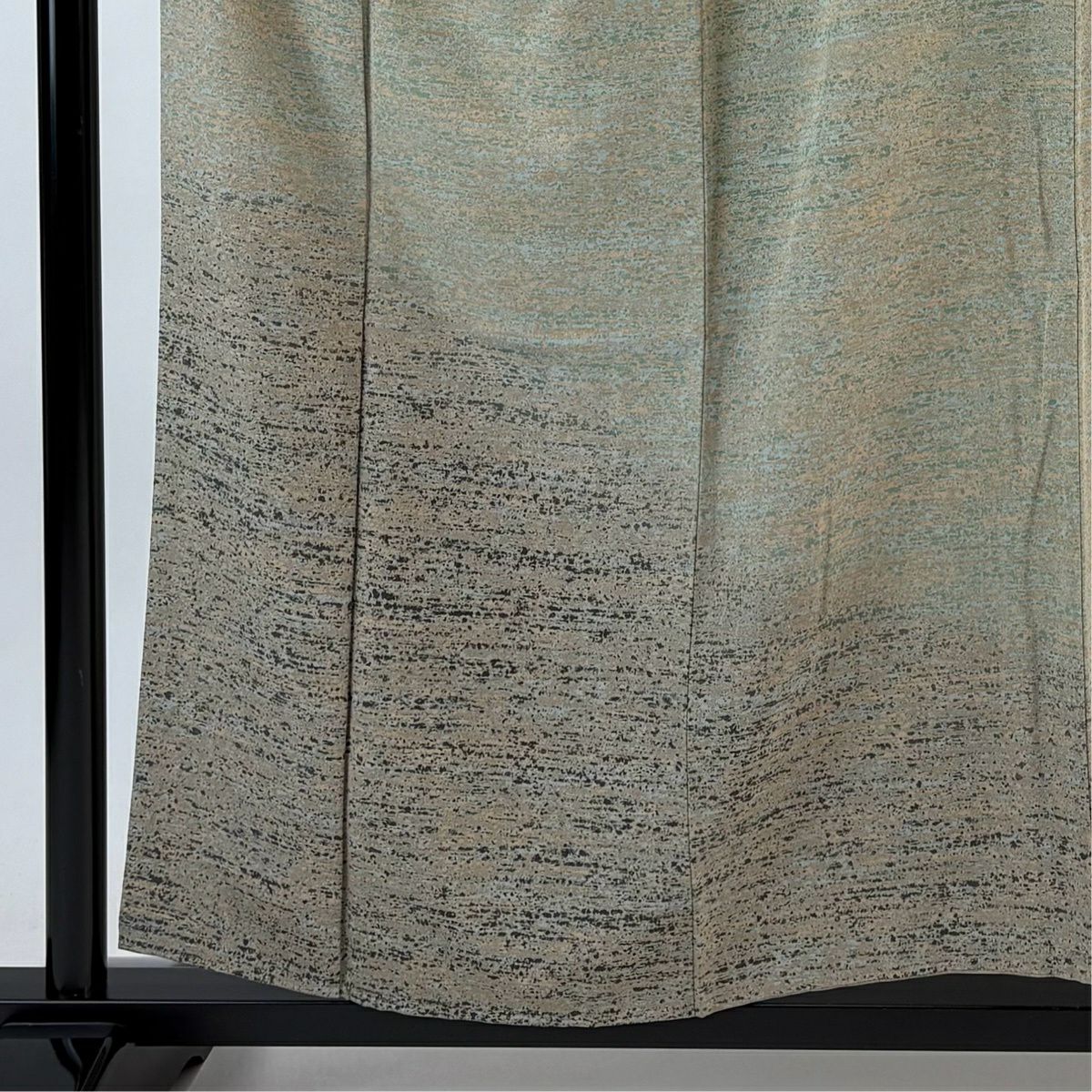 【美品】 付下 身長157cm 袖長65.5cm M 雙層 霞 漸層 灰綠 純蠶絲 優品級 一個紋