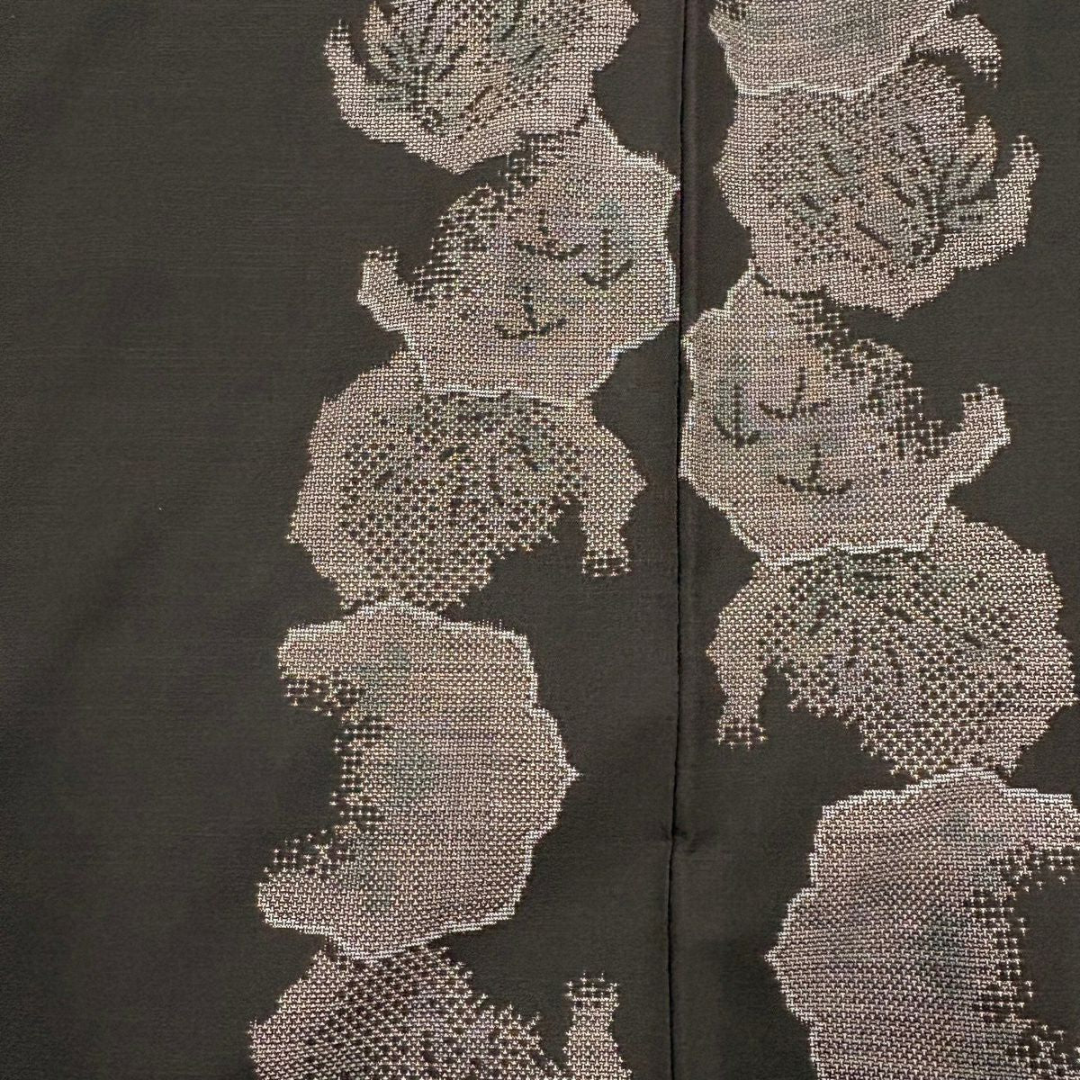 大島織 身長157cm 袖長63cm S 雙層 純泥染 證書齊全 葉花紋 焦茶 正蠶絲 名品級