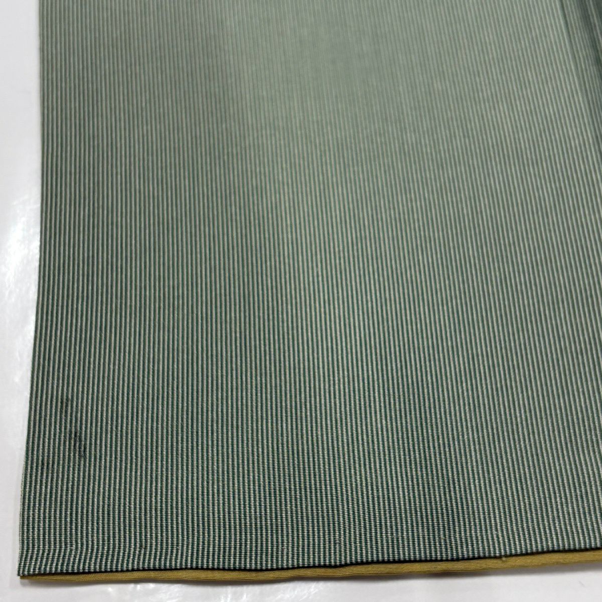 江戶小紋 身長157.5cm 袖長65cm M 雙層 萬筋 灰綠 純蠶絲 名品級