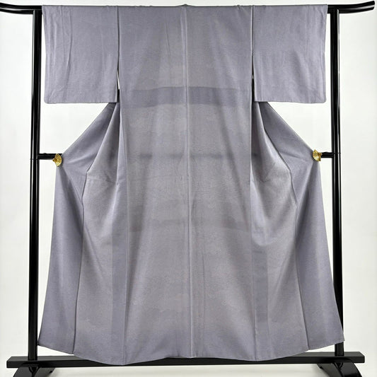 江戶小紋 身長157cm 袖長62.5cm S 雙層 菊花 寄花紋 灰紫 純蠶絲 名品級