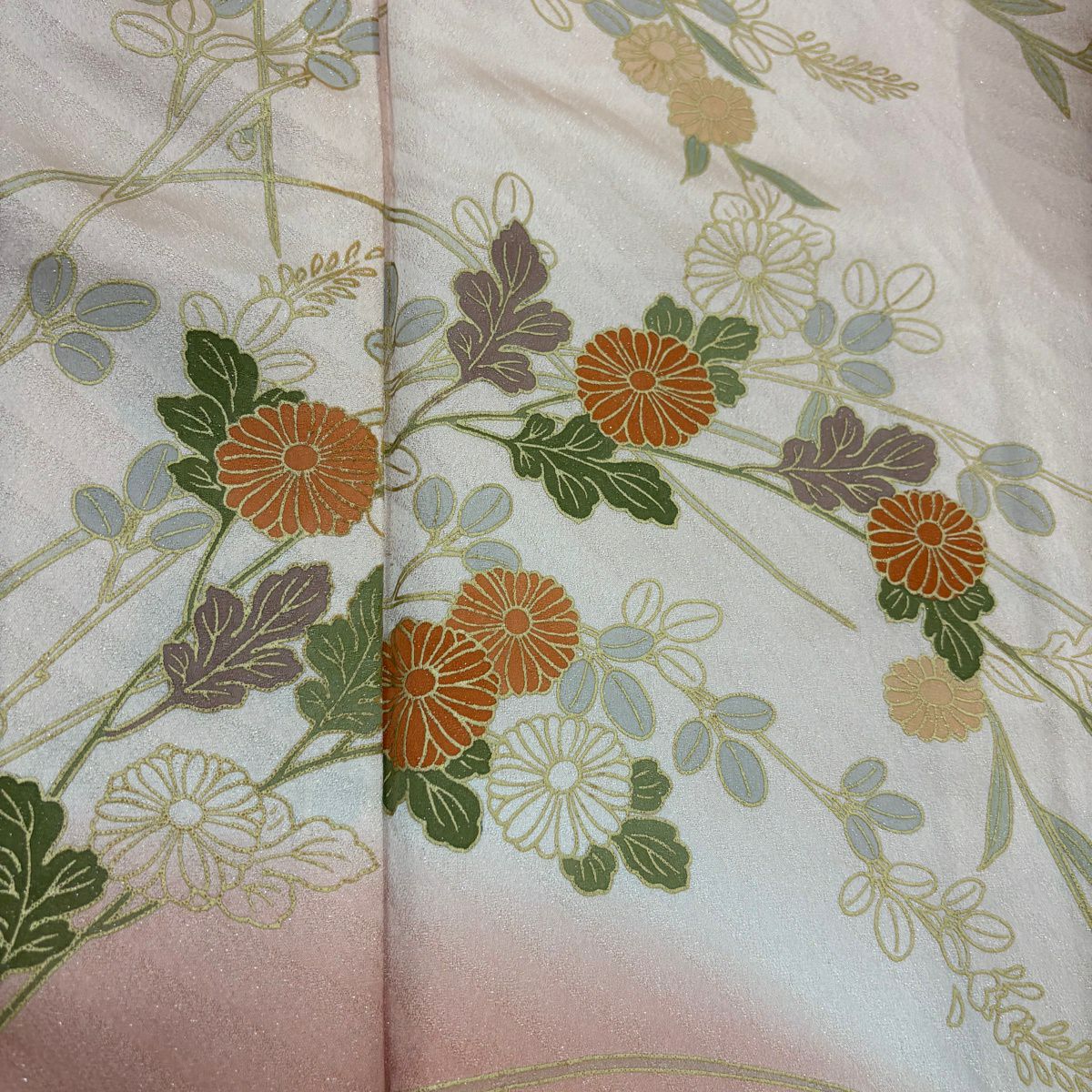 訪問服 身長157cm 袖長63cm S 雙層 菊花 萩 金銀彩 鮭粉色 純蠶絲 名品級
