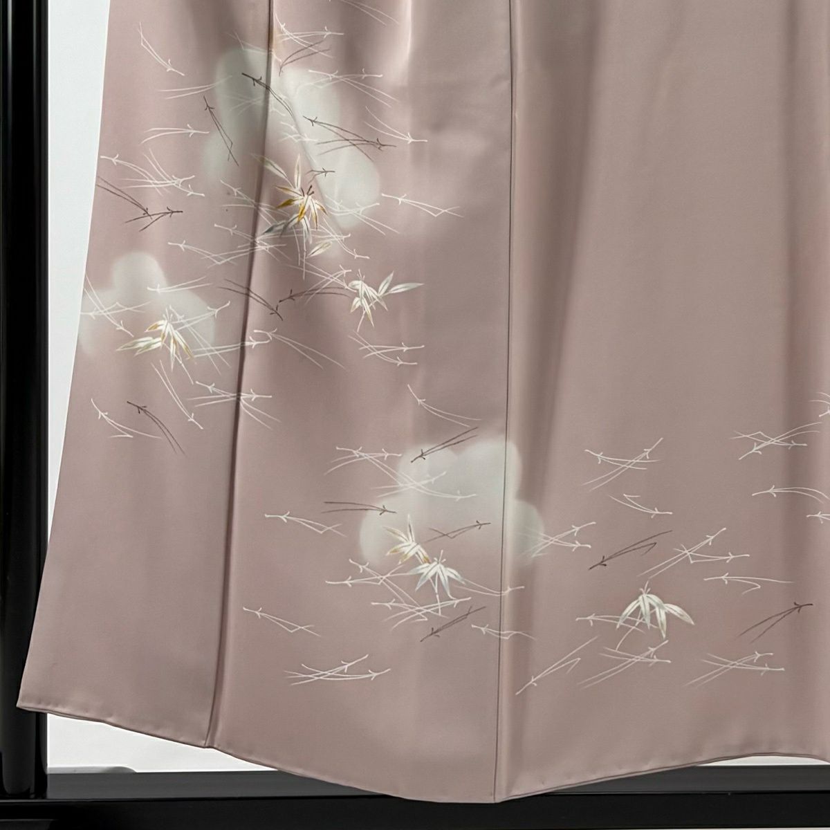 訪問服 身長154cm 袖長63.5cm S 雙層 千總 落款あり 松樹竹子梅花 金糸刺繡 淺粉色 純蠶絲 名品級 一つ紋