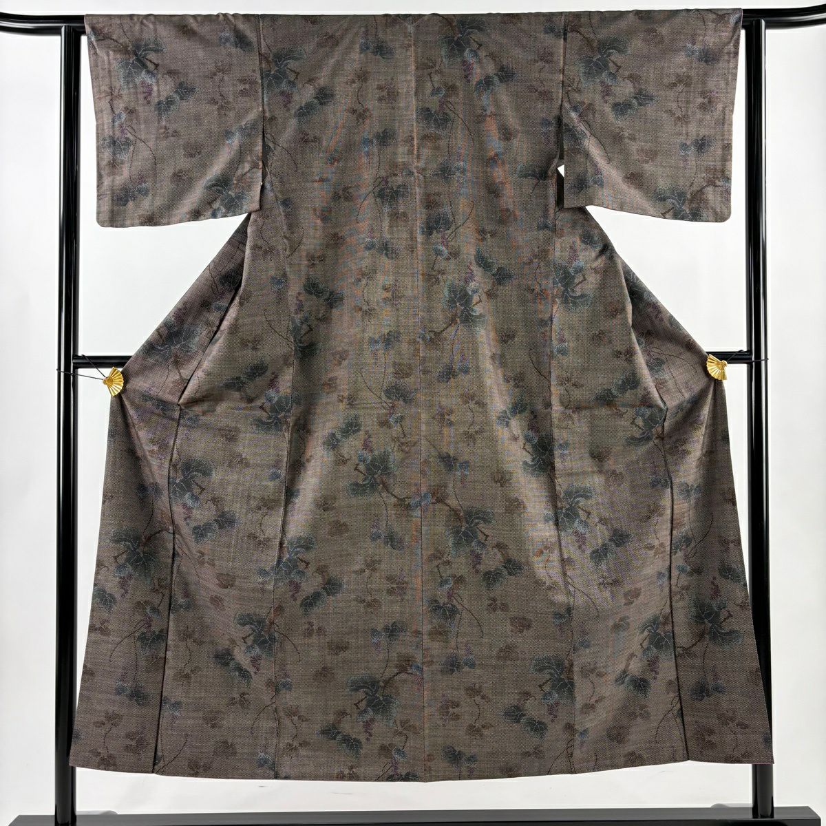 紬織織 身長151.5cm 袖長62.5cm S 雙層 葡萄 焦茶 純蠶絲 名品級