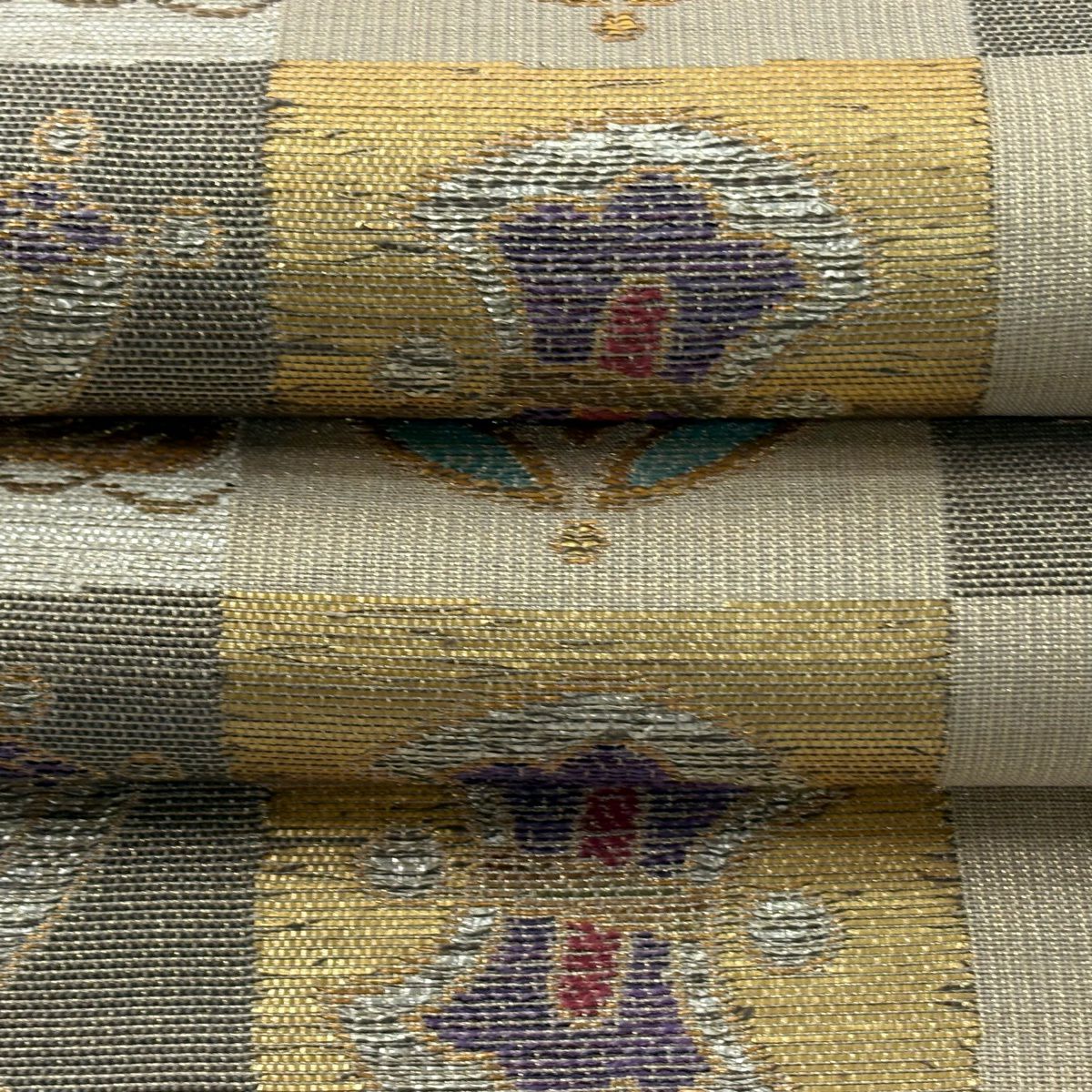袋帶 逸品級 誉田屋源兵衛 附共箱 松樹 花菱 金金箔 金絲 金 六通 純蠶絲