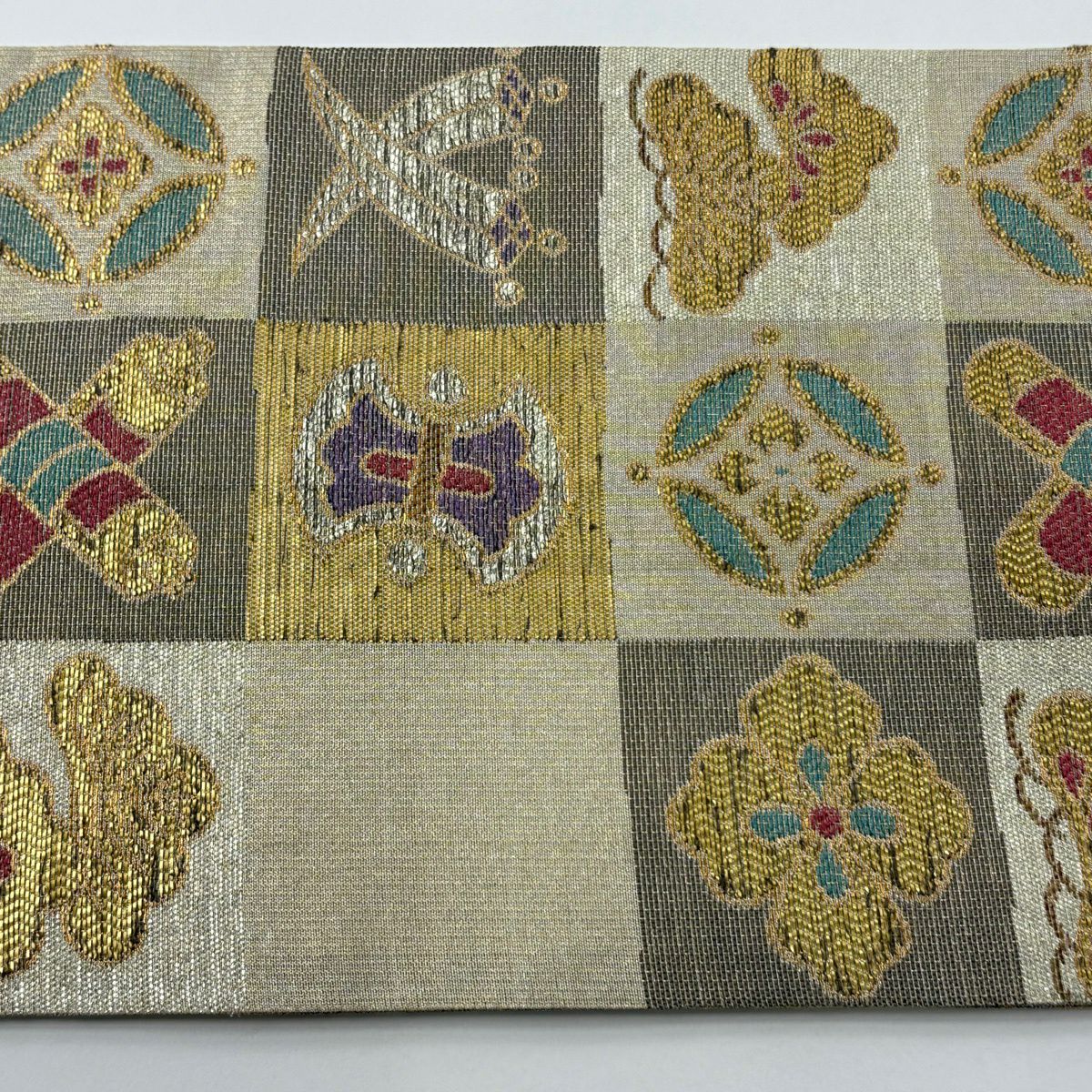 袋帶 逸品級 誉田屋源兵衛 附共箱 松樹 花菱 金金箔 金絲 金 六通 純蠶絲