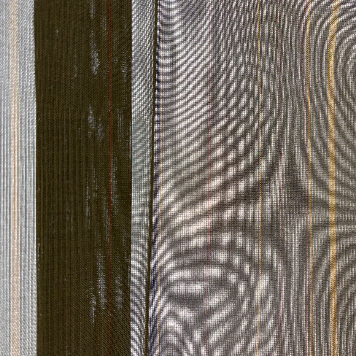 【美品】 紬織 身長160.5cm 袖長67cm M 薄物 夏黃八 證書齊全 茶 純蠶絲 逸品級