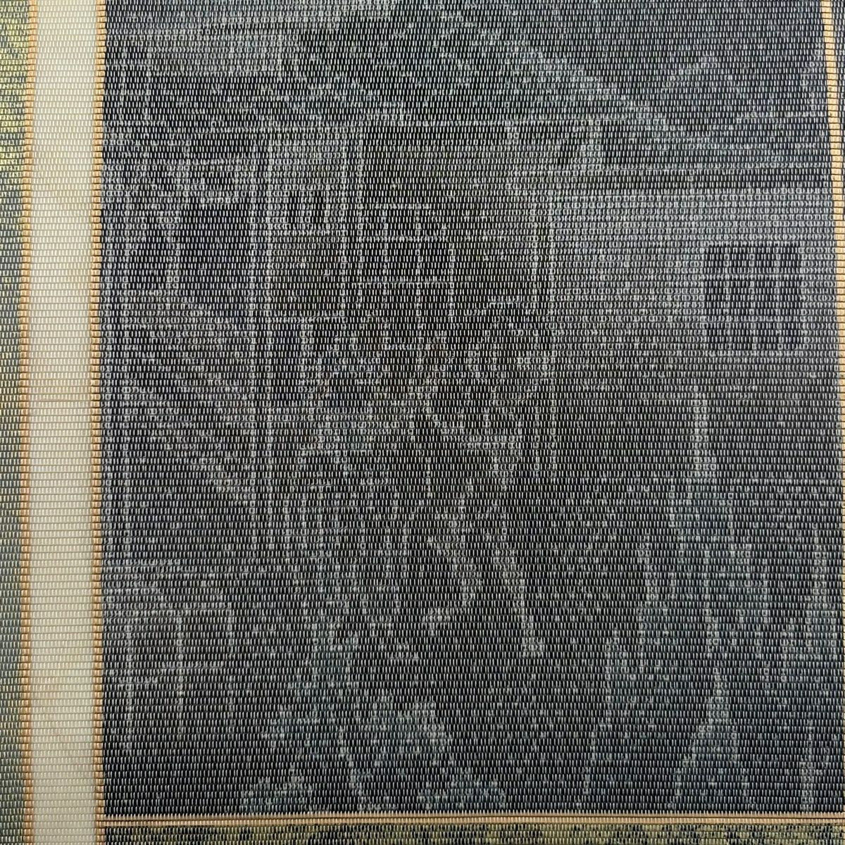 【美品】 袋帶 名品級 落款あり 風景 人物 金金箔 灰白 お太鼓柄 純蠶絲