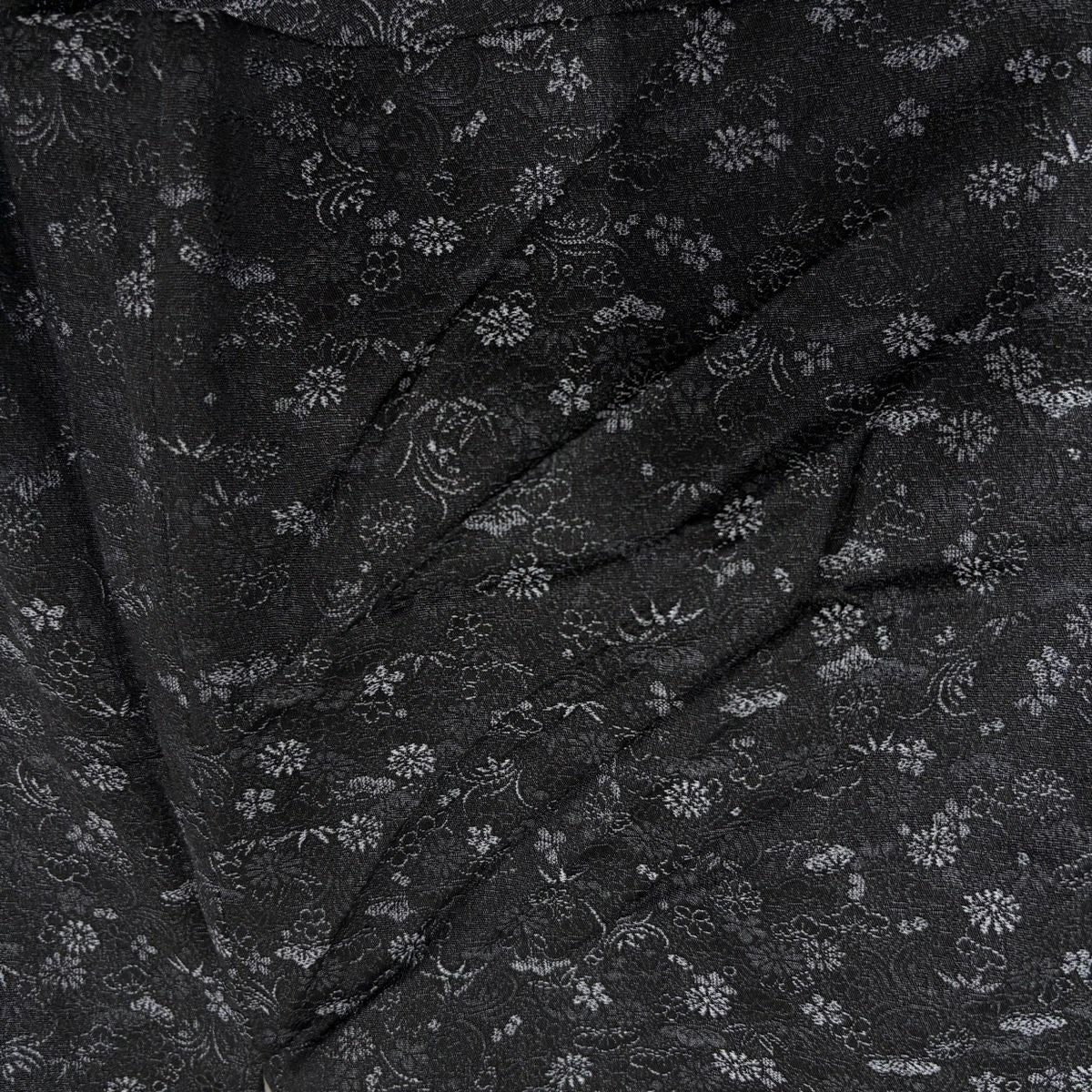 小紋 身長161.5cm 袖長68cm L 雙層 草花紋紋 松樹竹子梅花 深藍 純蠶絲 名品級