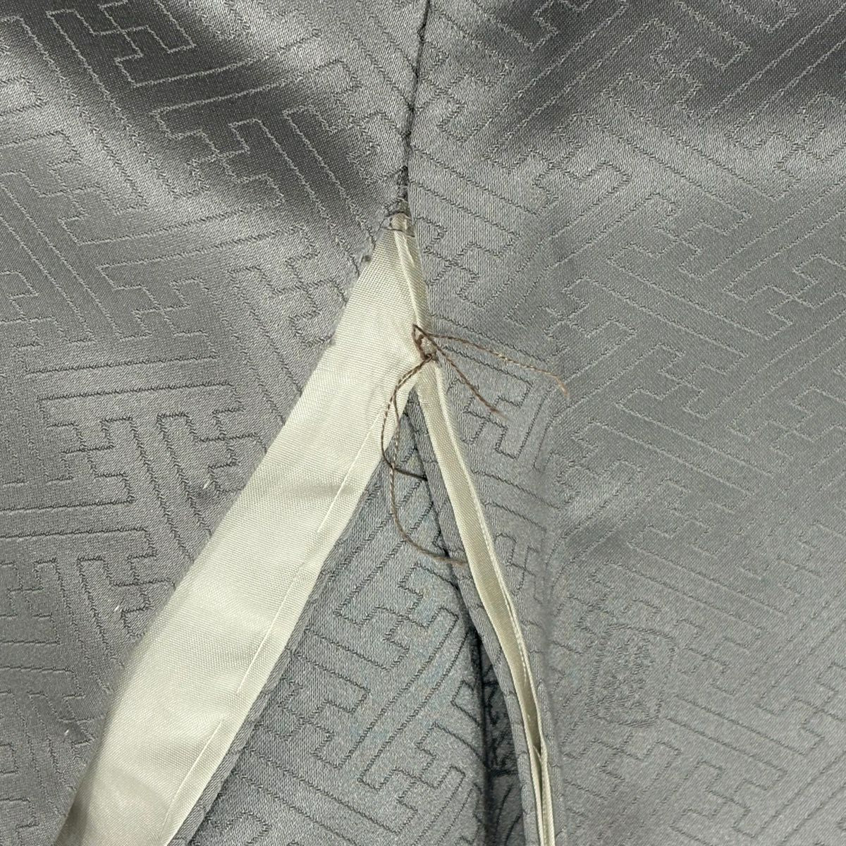 付下 身長162.5cm 袖長65cm M 雙層 吾妻德穗 落款あり 橘 笹 金絲 金銀彩 灰 純蠶絲 名品級