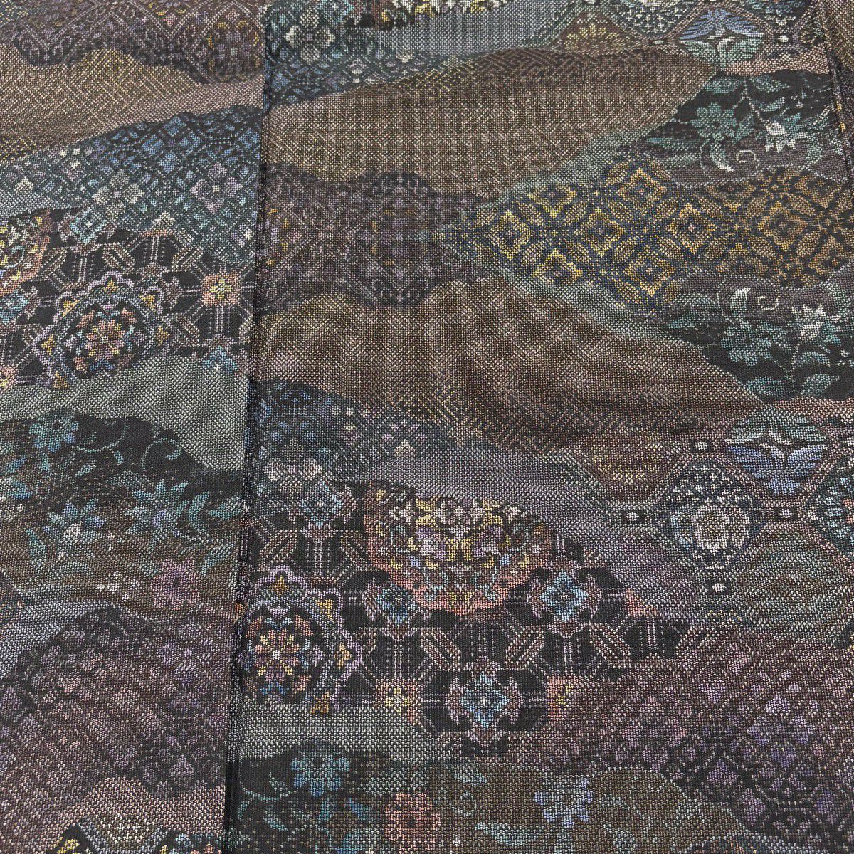 【美品】 大島紬織 身長153cm 袖長62cm S 雙層 證書附帶 華紋 紗綾形 焦茶 純蠶絲 名品級