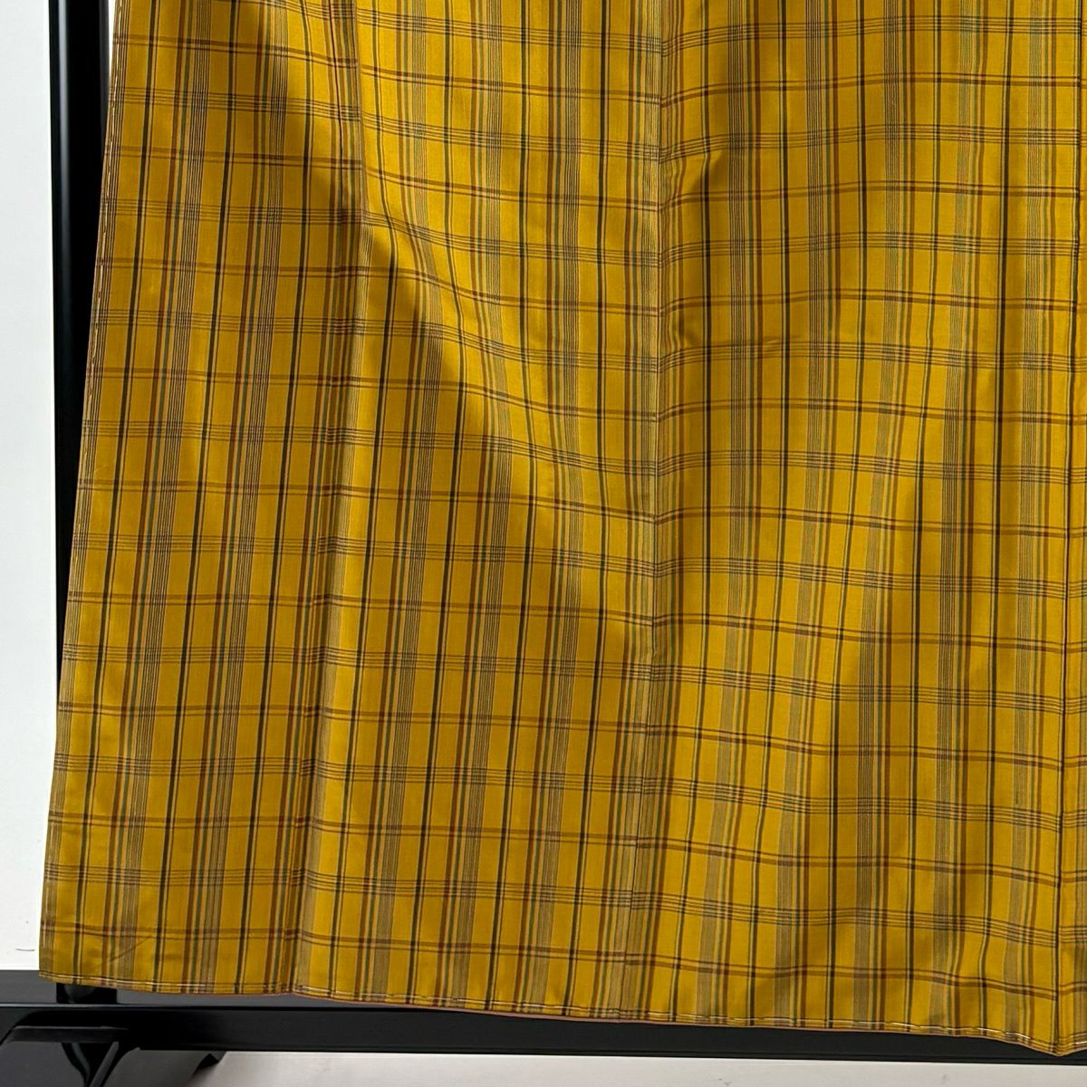【美品】 紬織 身長160cm 袖長63.5cm S 雙層 黃八丈 證書齊全 格子 黃土色 純蠶絲 逸品級