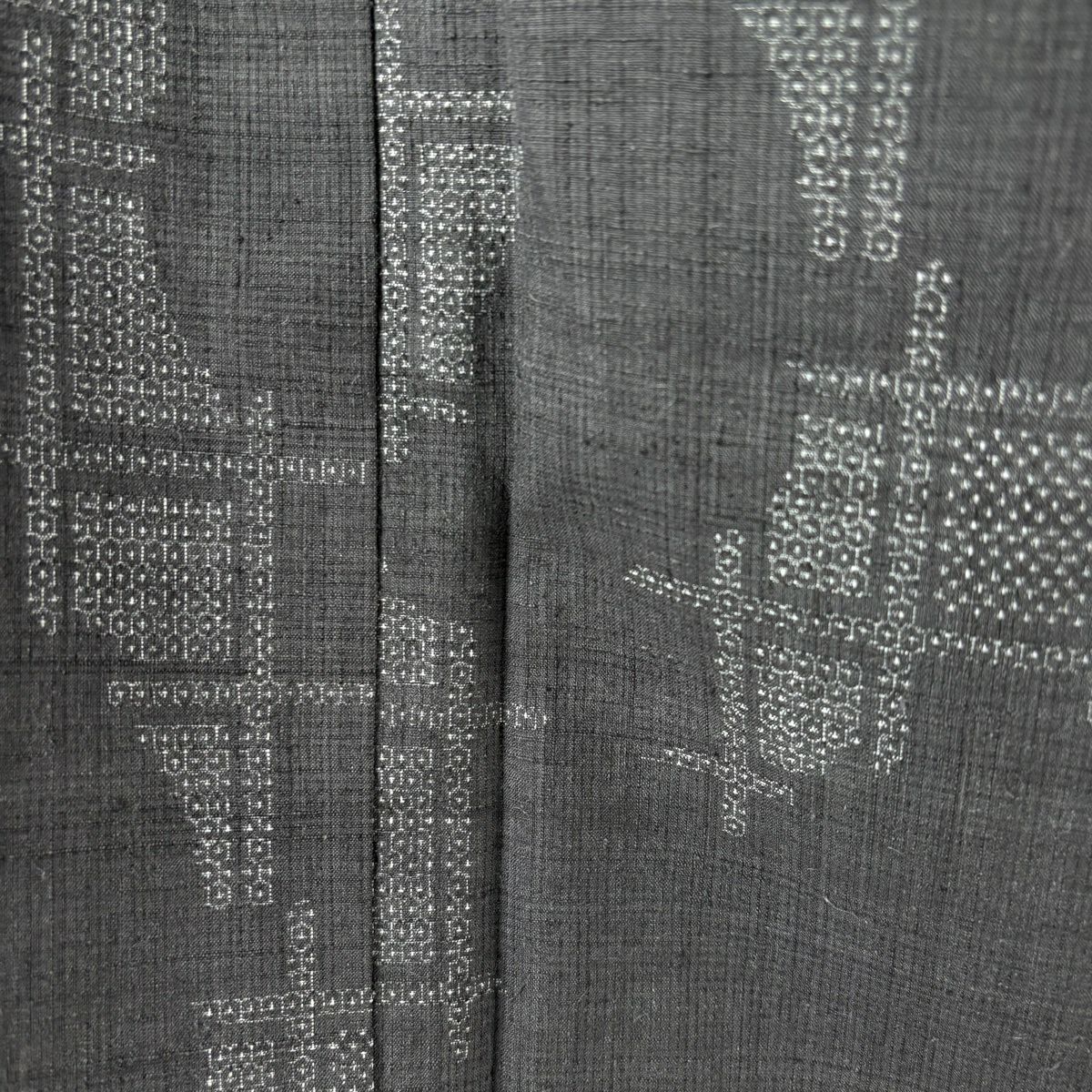 【美品】結城紬織 身長157cm 袖長60.5cm S 雙層 本場結城紬織 奥順 證書齊全 龜甲絣 格子 深綠 純蠶絲 逸品級