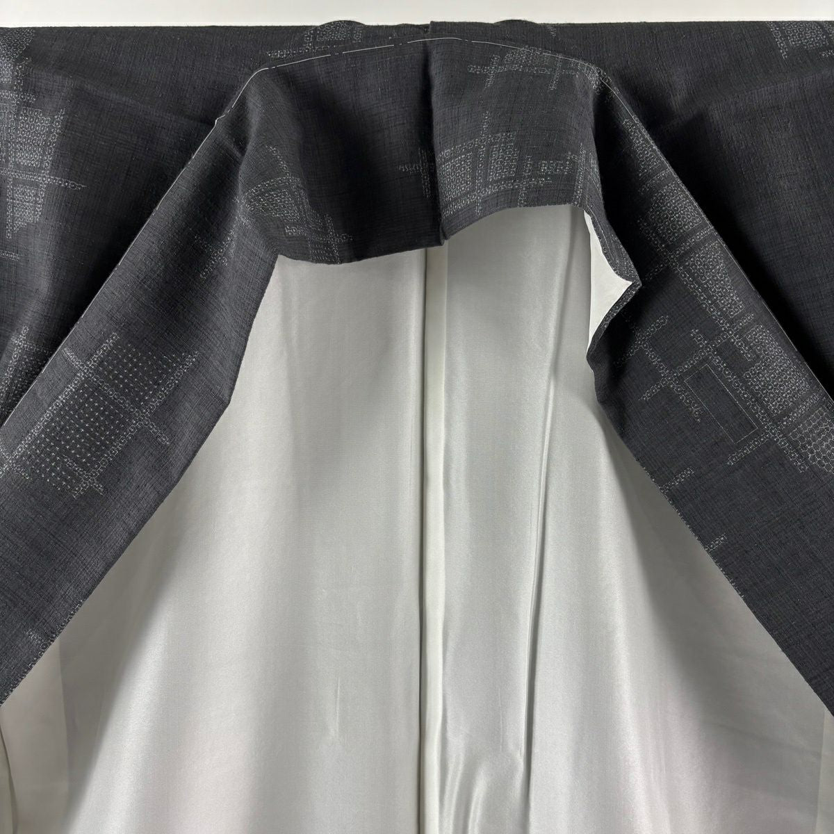 【美品】結城紬織 身長157cm 袖長60.5cm S 雙層 本場結城紬織 奥順 證書齊全 龜甲絣 格子 深綠 純蠶絲 逸品級