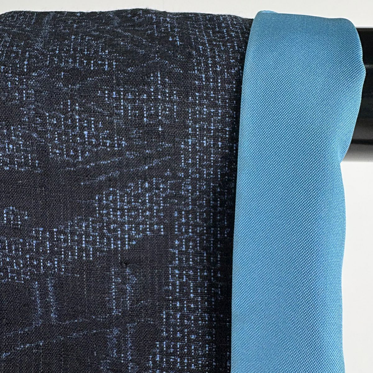 【美品】結城紬織 身長159.5cm 袖長64cm M 雙層 本場結城紬織 證書附 短冊 笹 深藍 純蠶絲 逸品級