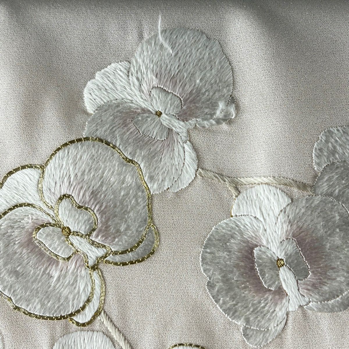 訪問服 身長156.5cm 袖長62.5cm S 雙層 胡蝶蘭 刺繡 銀通薄粉色 純蠶絲 逸品級