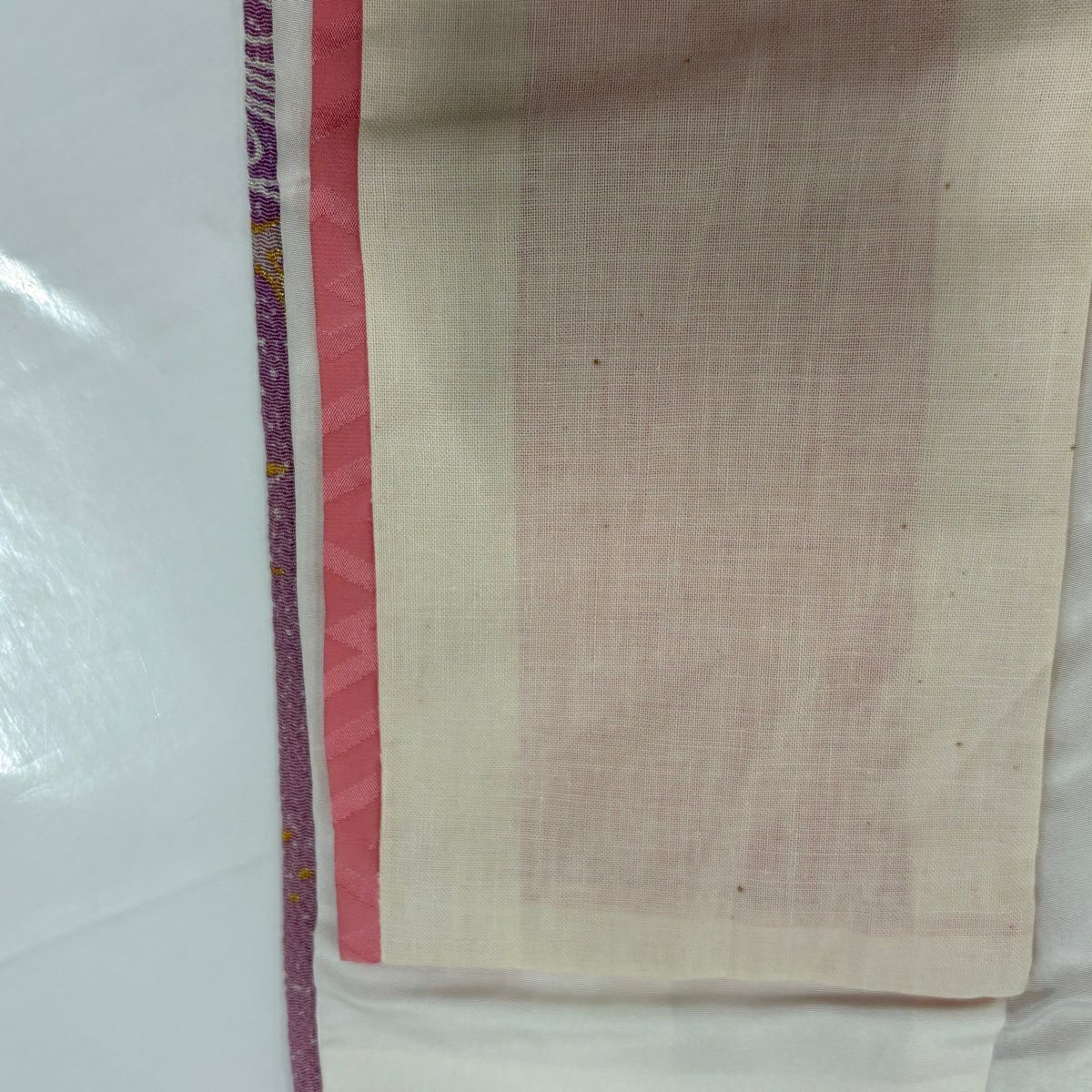 小紋 身長151.5cm 袖長62cm S 雙層 仙鶴 草花紋 金彩裝飾 薄紫 純蠶絲 優品級