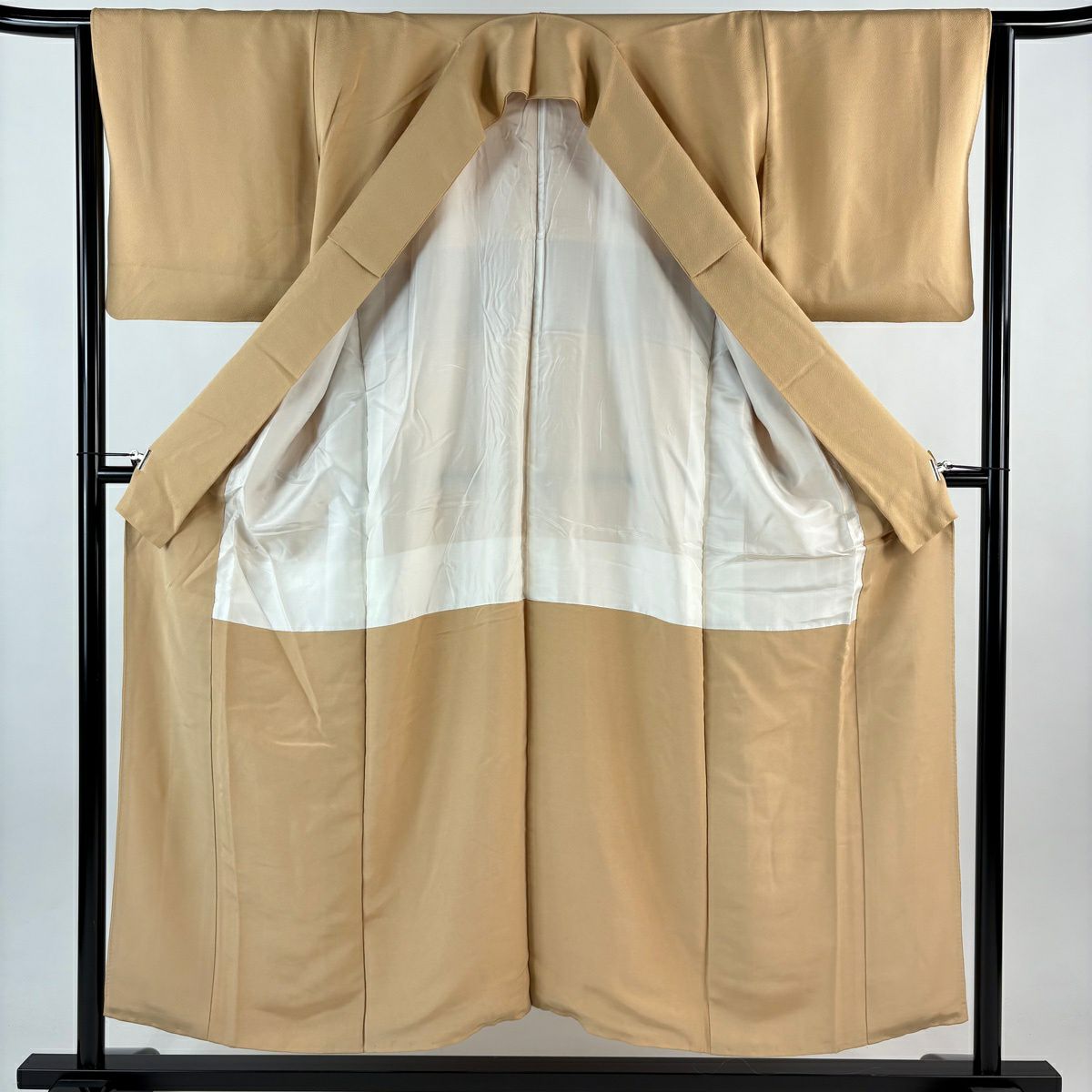 付下 身長151.5cm 袖長64cm M 雙層 華紋 波 刺繡 淺橙 純蠶絲 優品級