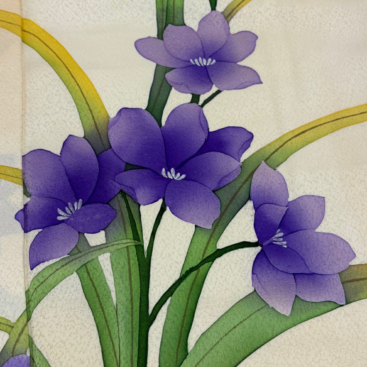 付下 身長160cm 袖長65cm M 雙層 草花紋紋 漸層 金彩裝飾 淺橙色 純蠶絲 優品級