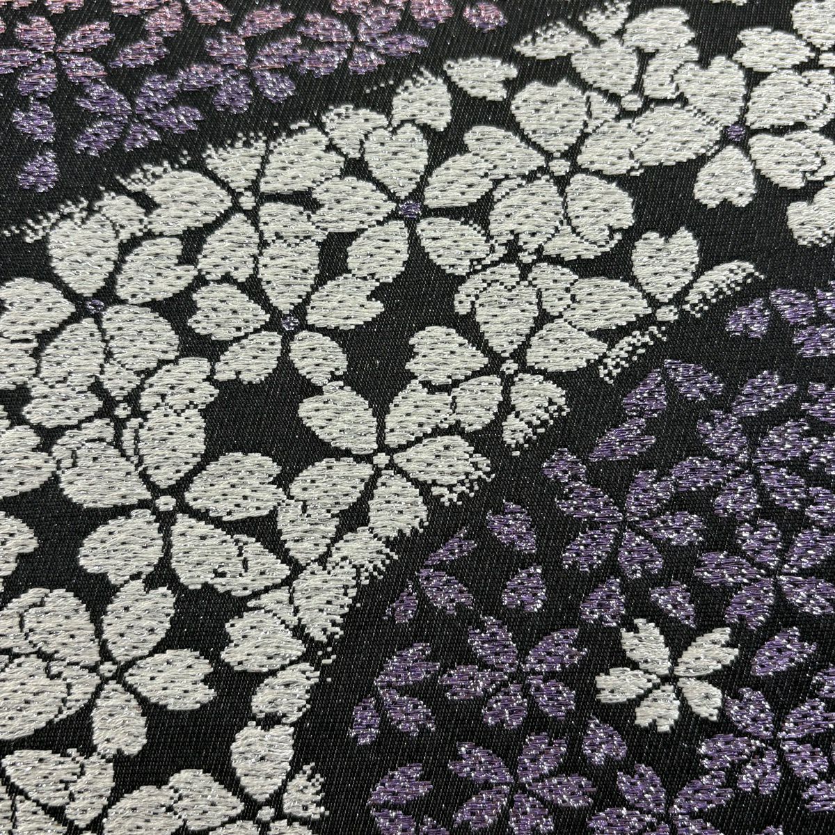 【美品】 袋帶 名品級 振袖禮服禮服用 櫻花 流水 金金箔 黑 六通 純蠶絲