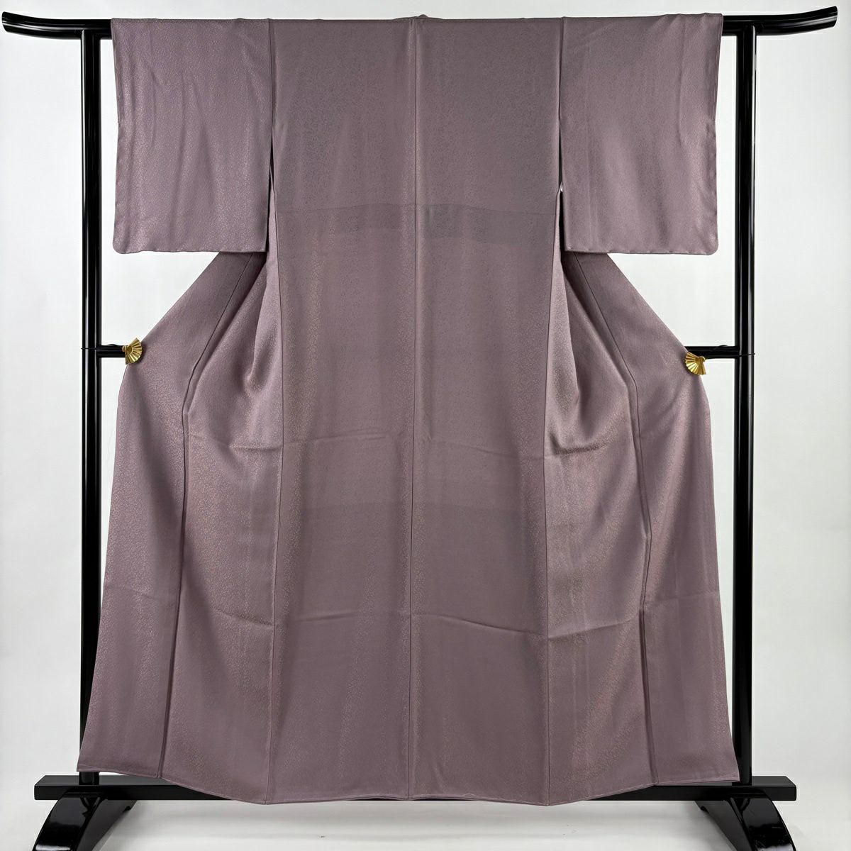 【美品】 小紋 身長158cm 袖長61cm S 雙層 大和 花唐草紋 紫 純蠶絲 逸品級 一つ紋