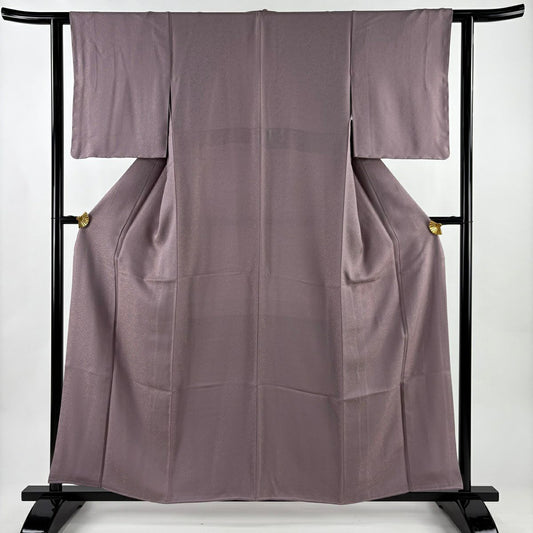 【美品】 小紋 身長158cm 袖長61cm S 雙層 大和 花唐草紋 紫 純蠶絲 逸品級 一つ紋