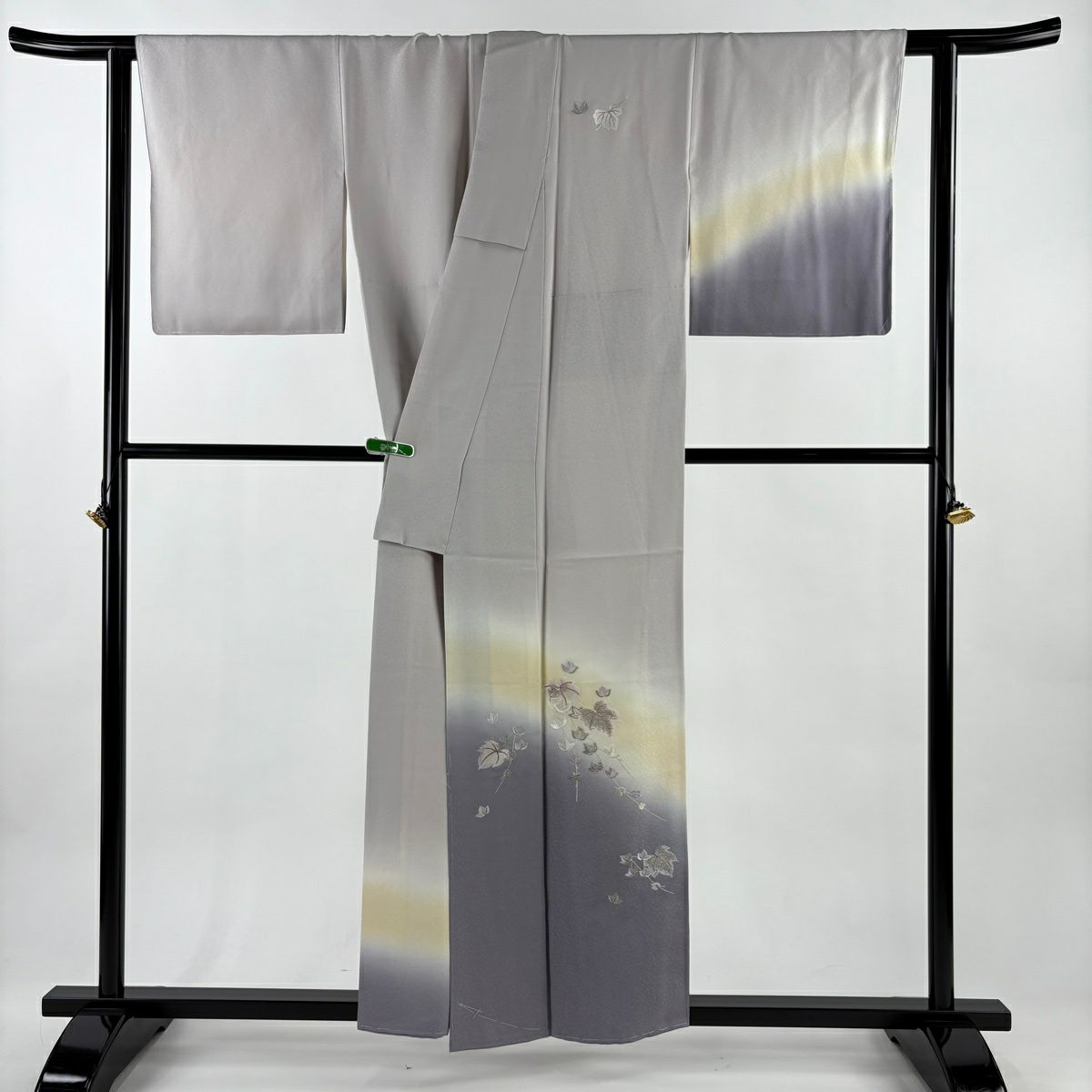 【美品】 付下 身長156cm 袖長63.5cm S 雙層 じゅらく 帝王紫 落款あり 蔦 刺繡 銀糸 薄紫 純蠶絲 逸品級