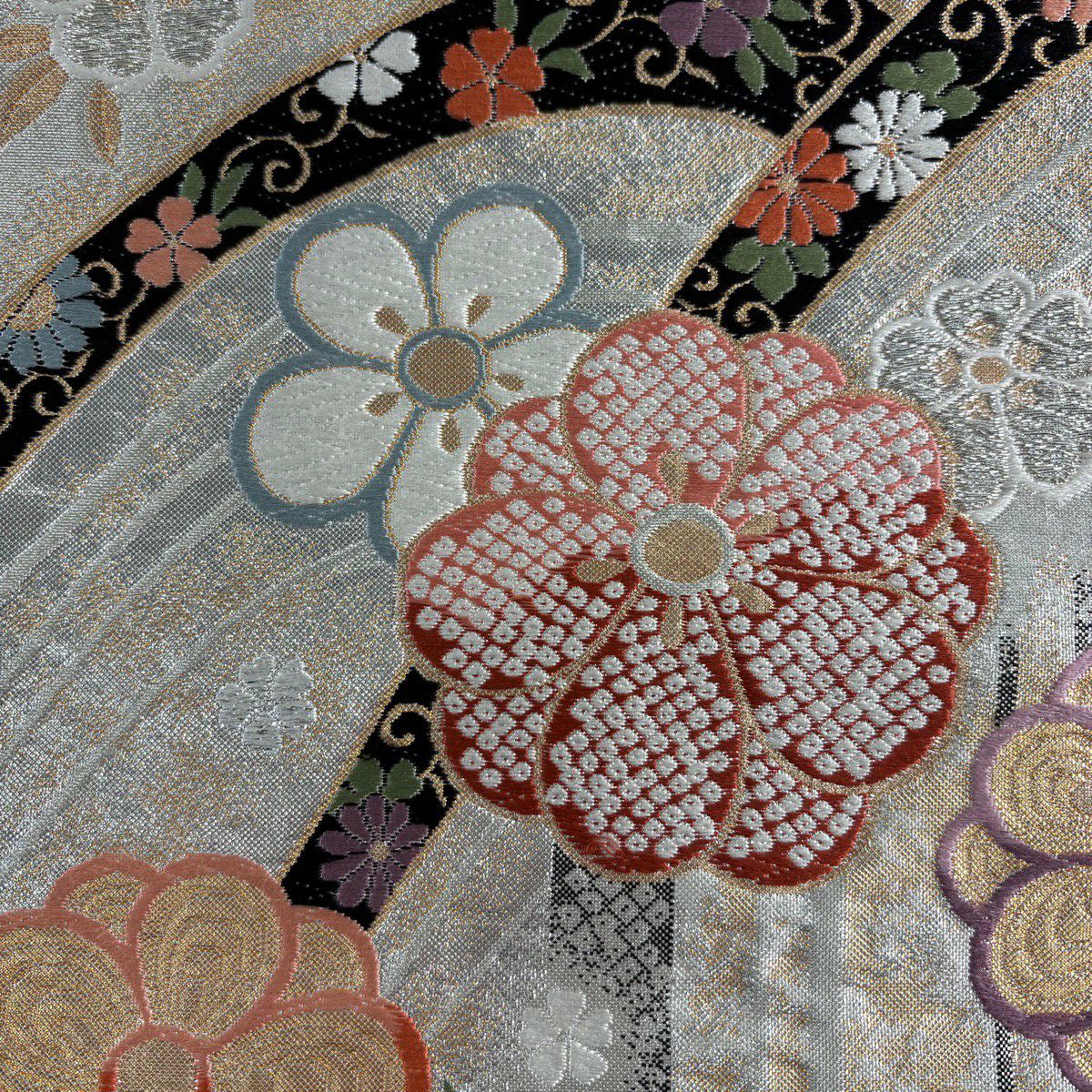 【美品】 袋帶 秀品級 梅花 竹子 金銀彩 金金箔 銀 六通 純蠶絲