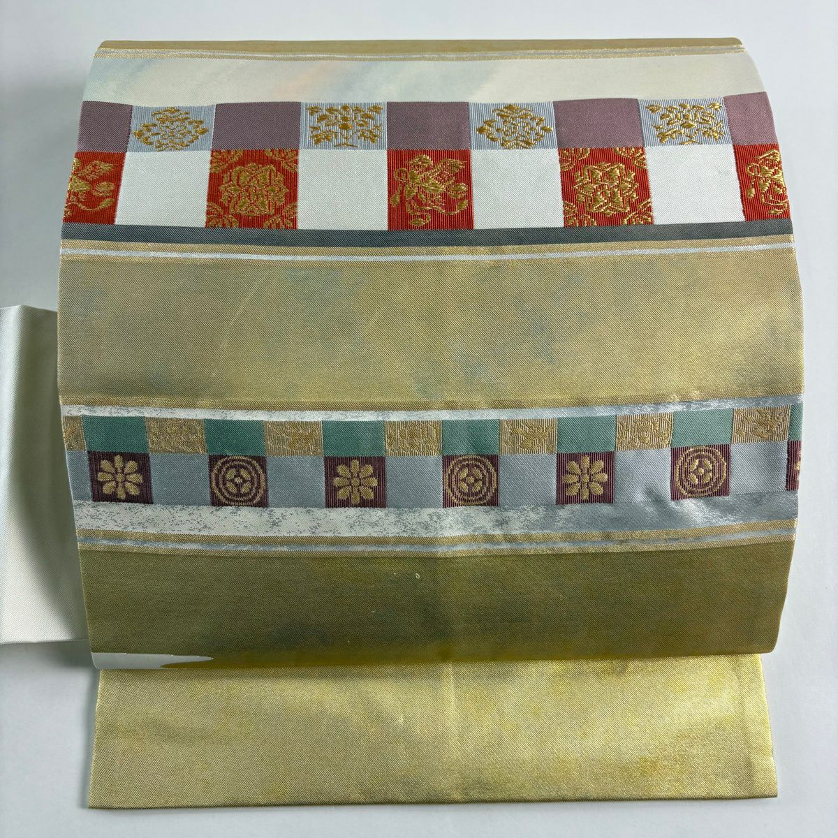 名古屋帶 秀品級 華紋 鳥 金絲 金銀彩 金色 純蠶絲