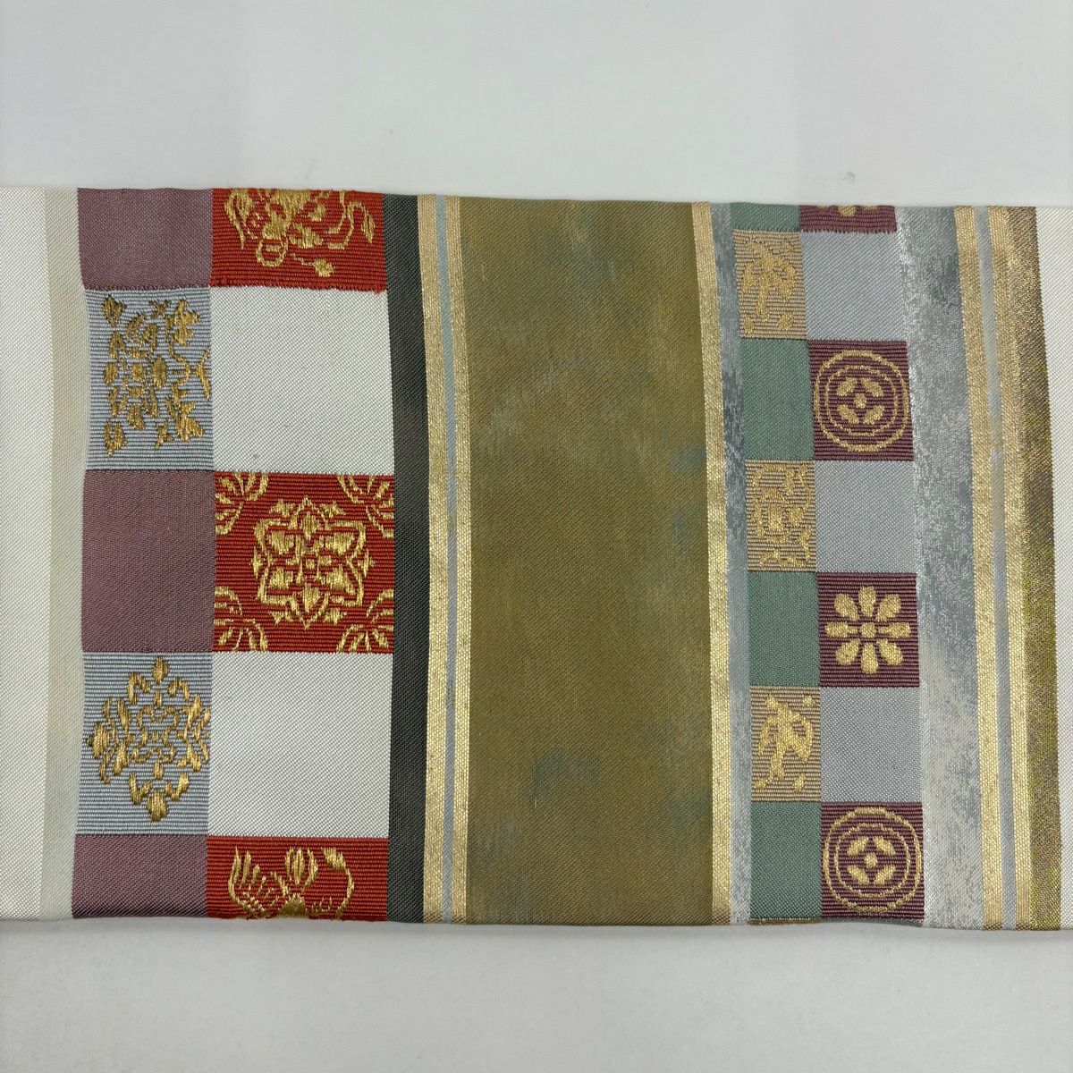 名古屋帶 秀品級 華紋 鳥 金絲 金銀彩 金色 純蠶絲