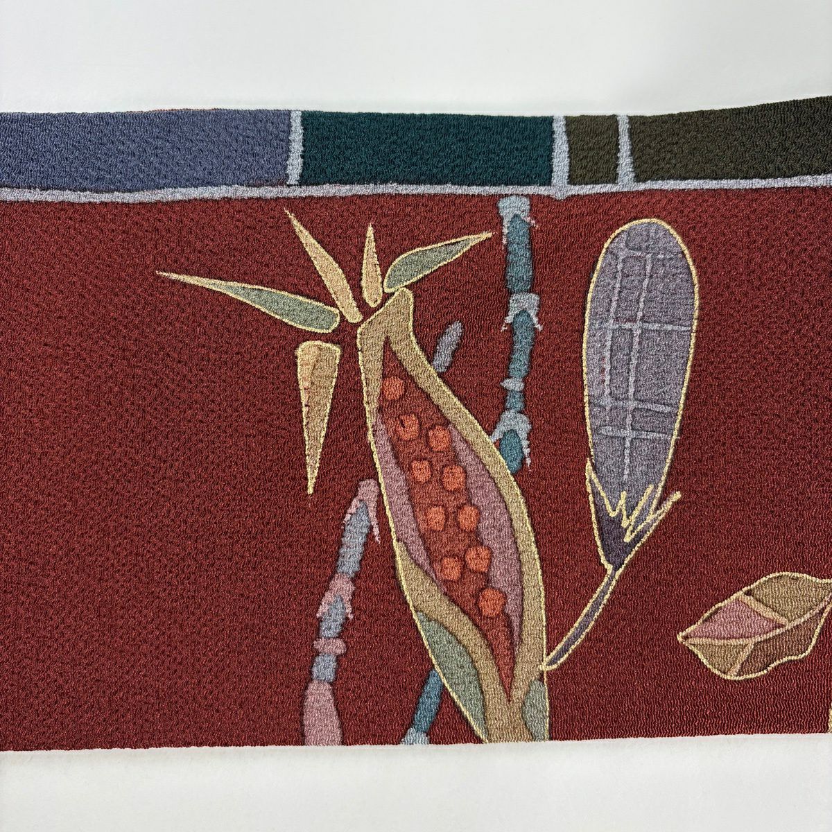 【美品】 名古屋帶 秀品級 野菜 魚 金銀彩 縮緬 純蠶絲