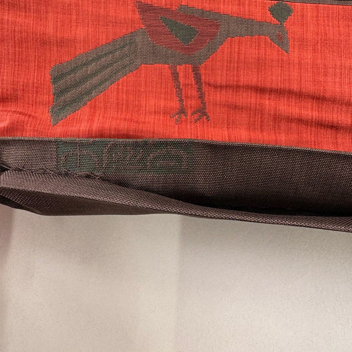 【美品】 袋帶 秀品級 木屋太 落款あり 關西仕立 鳥 樹木 茜 深藍 六通 純蠶絲