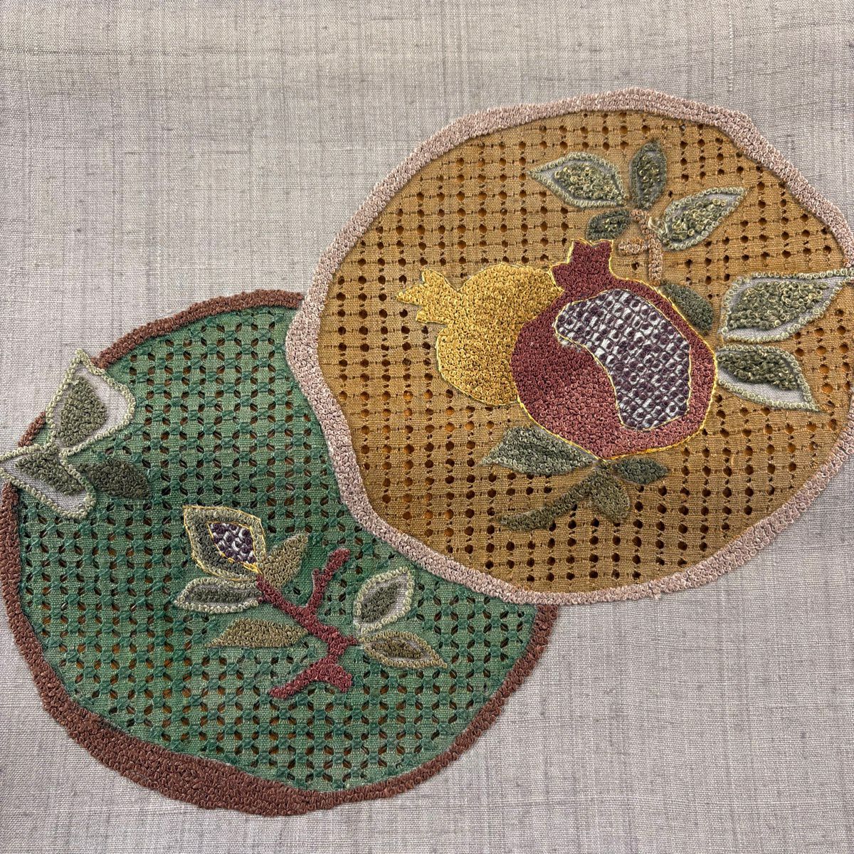 袋帶 秀品級 圓紋 生物 刺繡 金絲 灰色 大鼓圖案 純蠶絲