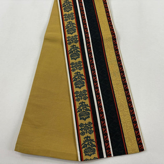【美品】半幅帶 秀品級 證書齊全 博多織 笹蔓 花唐草紋 紅茶 純蠶絲