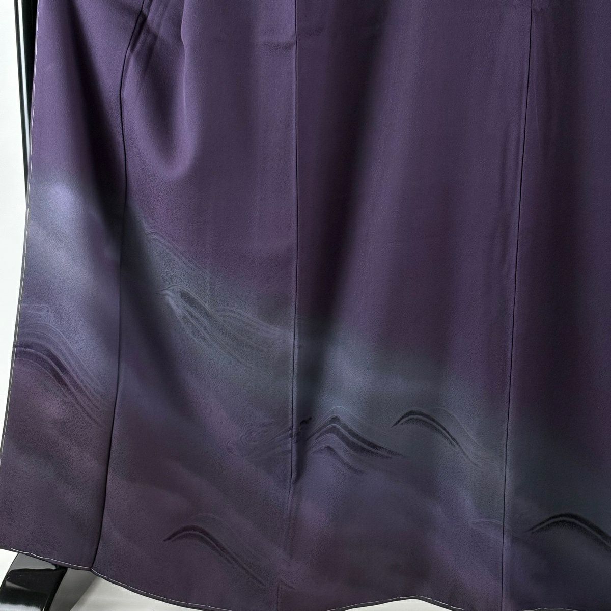 【美品】 付下 身長164.5cm 袖長68cm L 雙層 袋帶套裝 波 ぼかし 紫 純蠶絲 名品級 一つ紋
