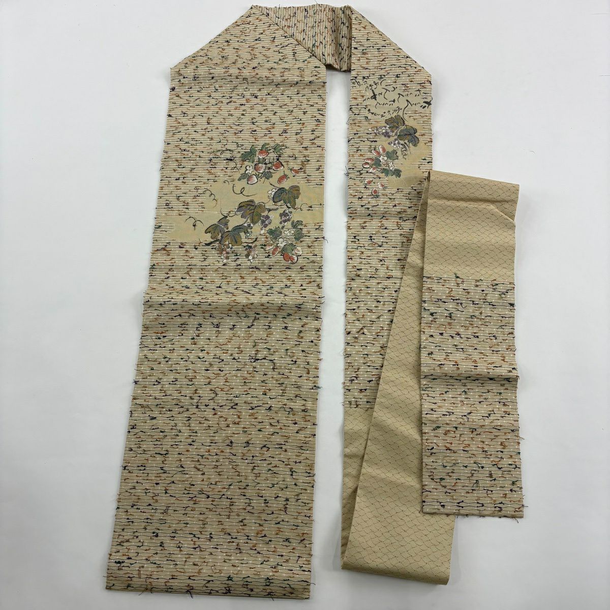 【美品】 紬織 身長161cm 袖長66.5cm M 雙層 名古屋帶套裝 垂直條紋圖案 焦茶 純蠶絲 名品級