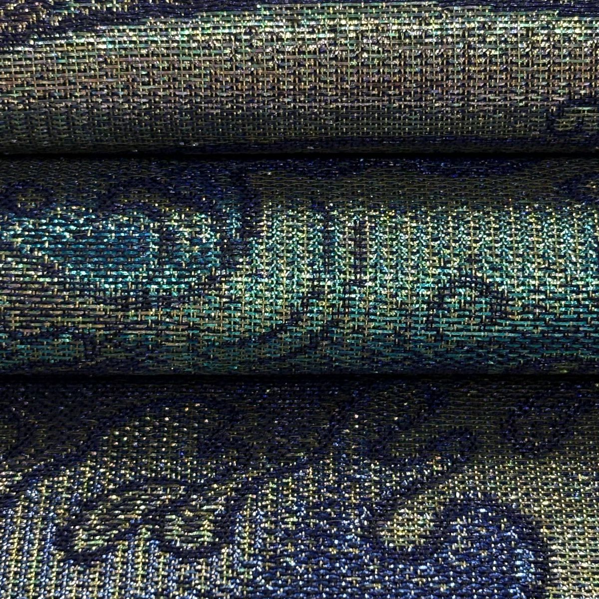 【美品】 袋帶 逸品級 落款あり 新佐波理 応挙波頭定 金金箔 拉麵絲 紫 六通 純蠶絲