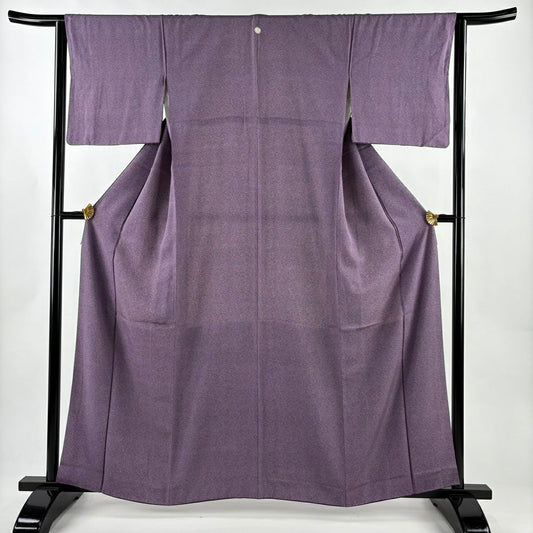 【美品】 江戶小紋 身長160.5cm 袖長64cm M 雙層 家內安全 紫 純蠶絲 秀品級 一つ紋