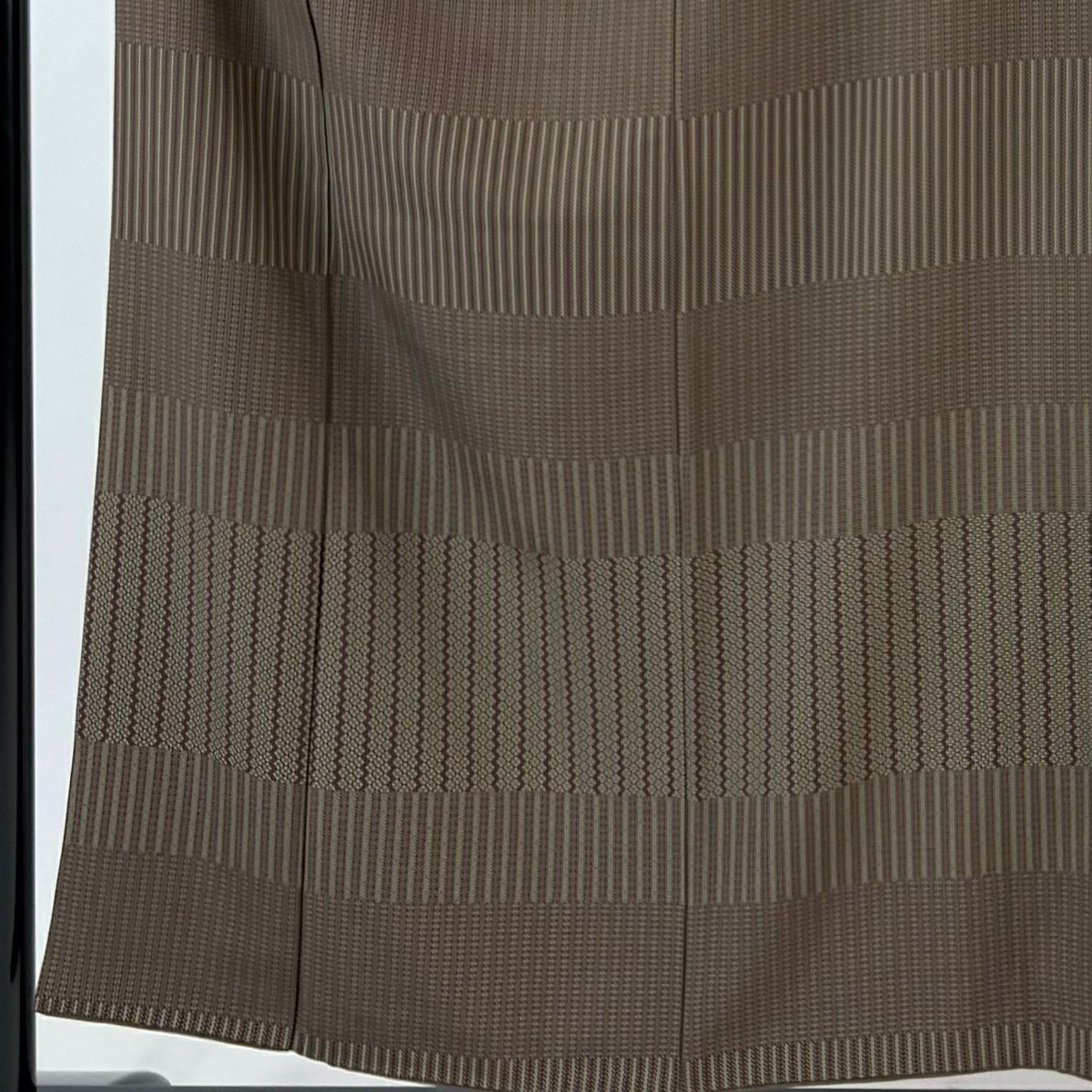 小紋 身長155.5cm 袖長63.5cm S 雙層 小花 段紋 焦茶 純蠶絲 秀品級
