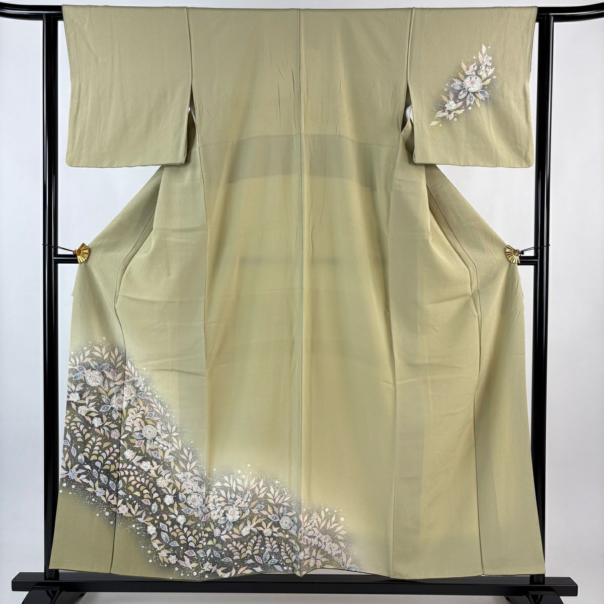 付下 身長155cm 袖長62cm S 雙層 大和 辻花染 漸層 抹茶 純蠶絲 優品級